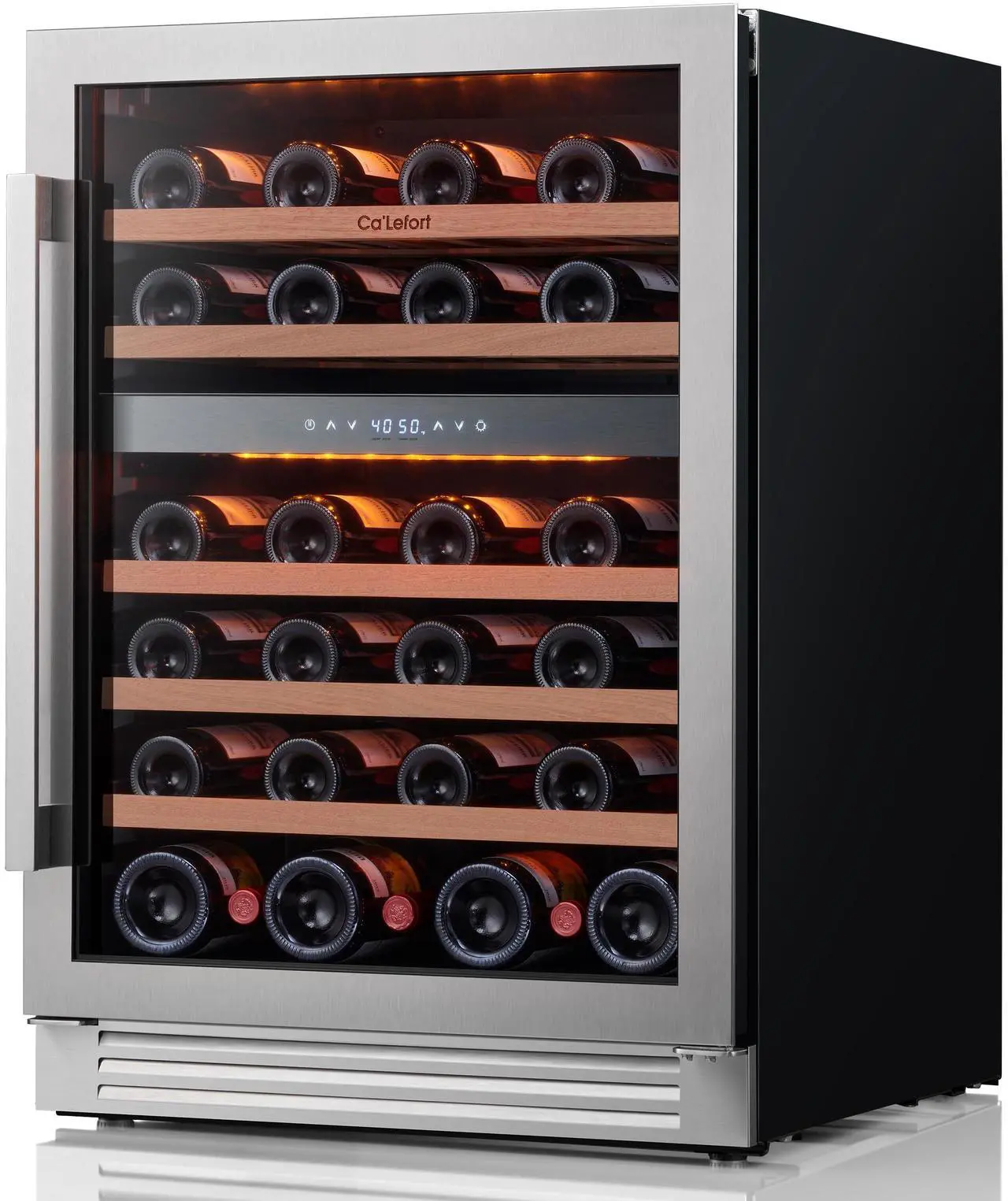 Main image of Ca'Lefort Quiet Wine Refrigerator - 40-65°F Dual-Zone Control & Freestanding Design 5.65 Cu.Ft Capacity with Amber/White/Blue LED Lighting | Perfect for Entertainment/Kitchen Use