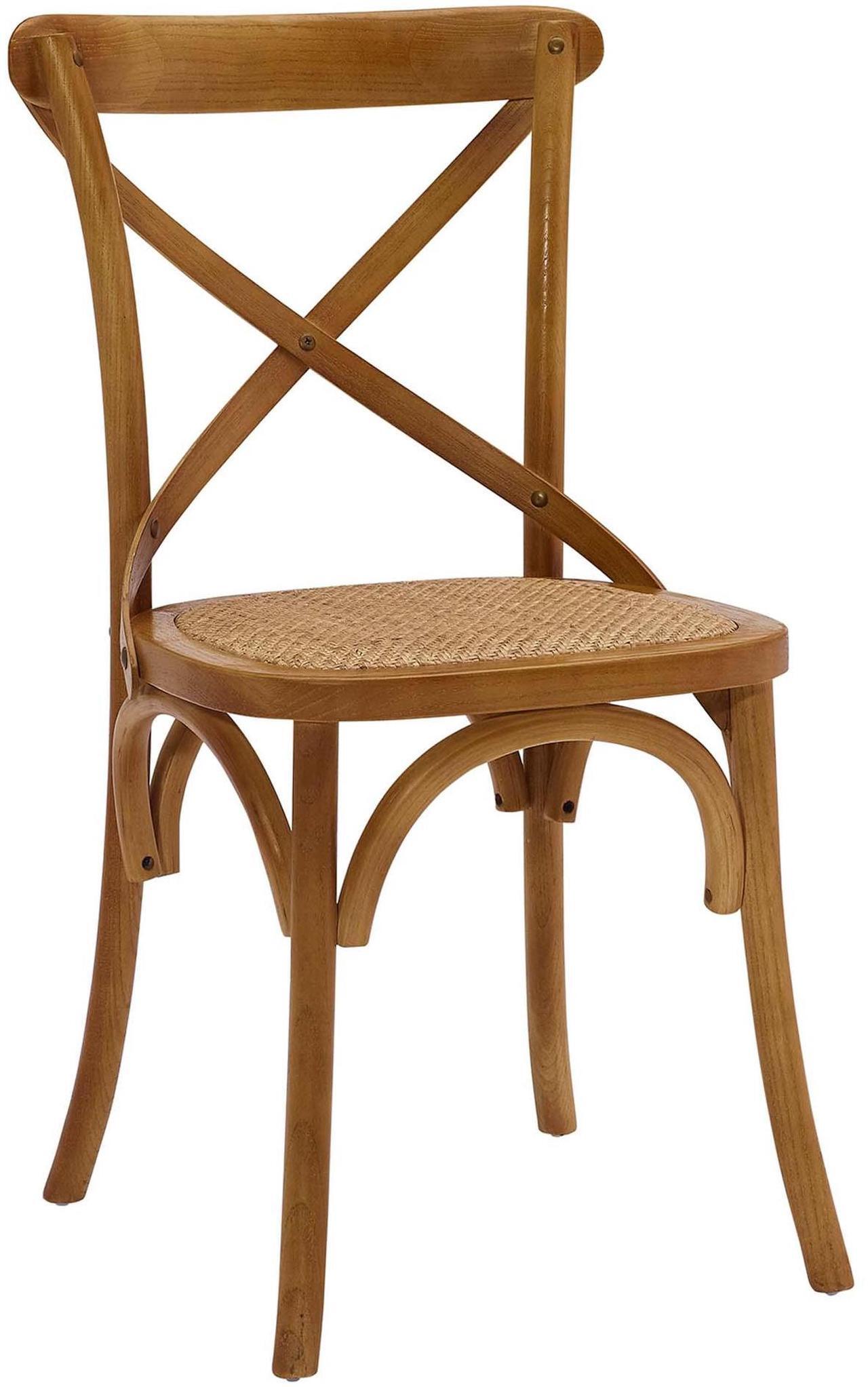 Alt view image 4 of 10 - Modway Gear Rustic Modern Farmhouse Elm Wood Rattan Dining Chair in Walnut