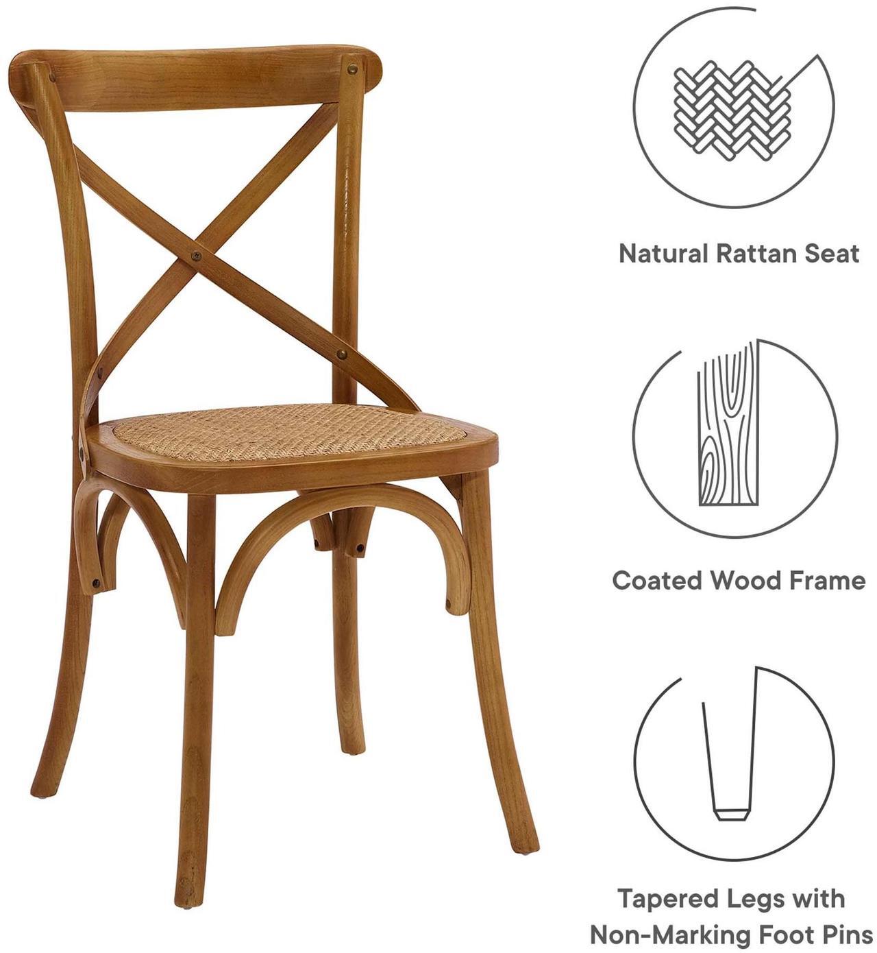 Alt view image 6 of 10 - Modway Gear Rustic Modern Farmhouse Elm Wood Rattan Dining Chair in Walnut