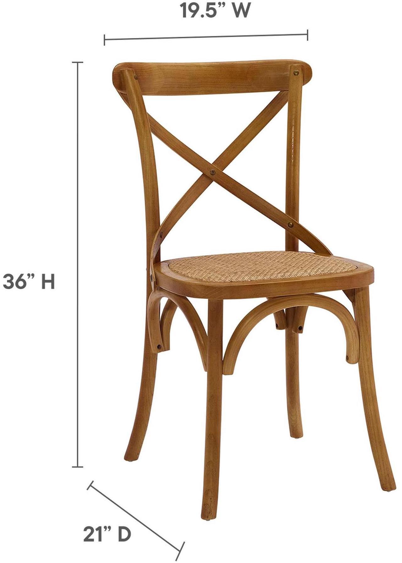 Alt view image 5 of 10 - Modway Gear Rustic Modern Farmhouse Elm Wood Rattan Dining Chair in Walnut