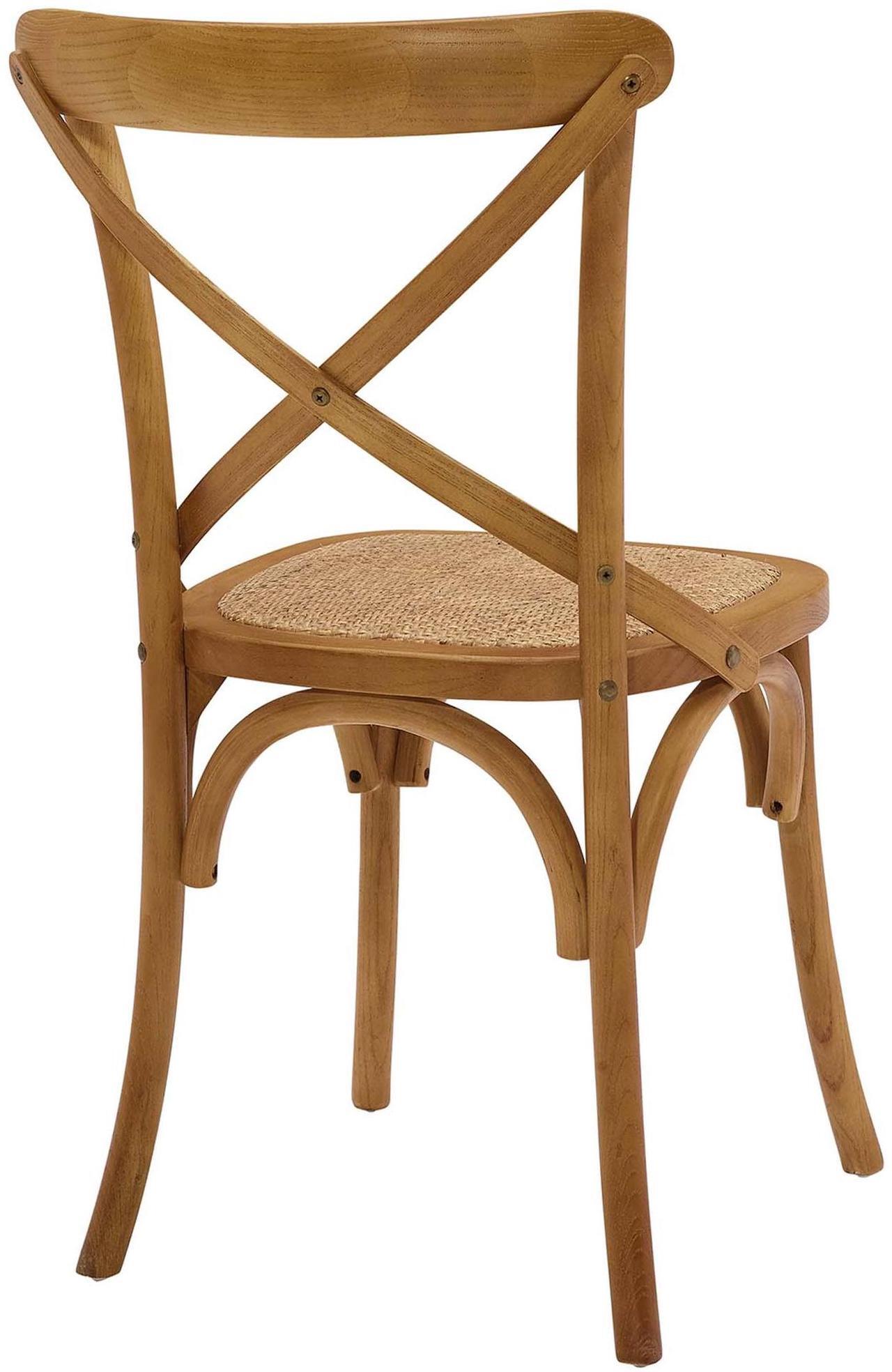 Alt view image 8 of 10 - Modway Gear Rustic Modern Farmhouse Elm Wood Rattan Dining Chair in Walnut