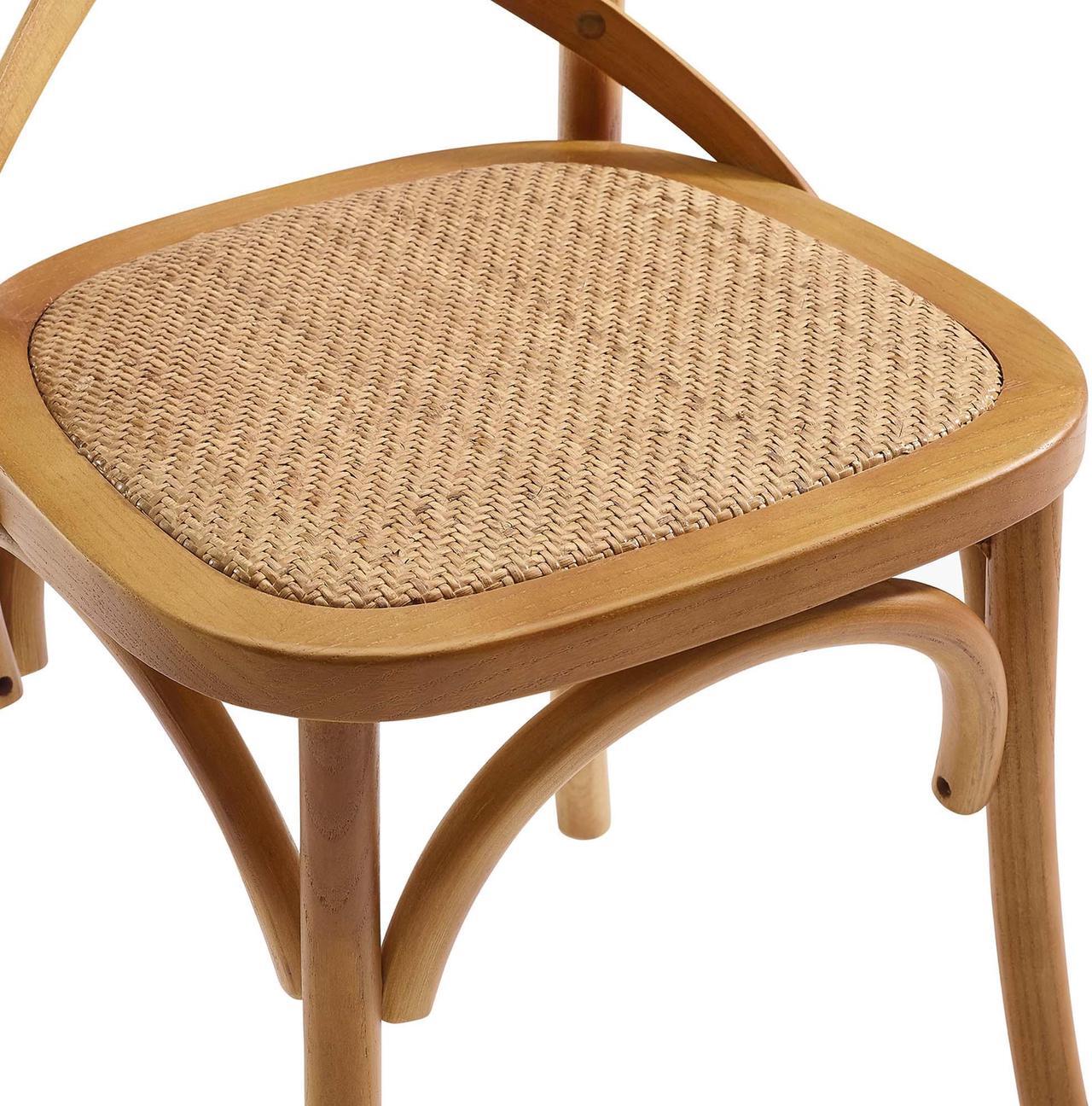 Alt view image 10 of 10 - Modway Gear Rustic Modern Farmhouse Elm Wood Rattan Dining Chair in Walnut