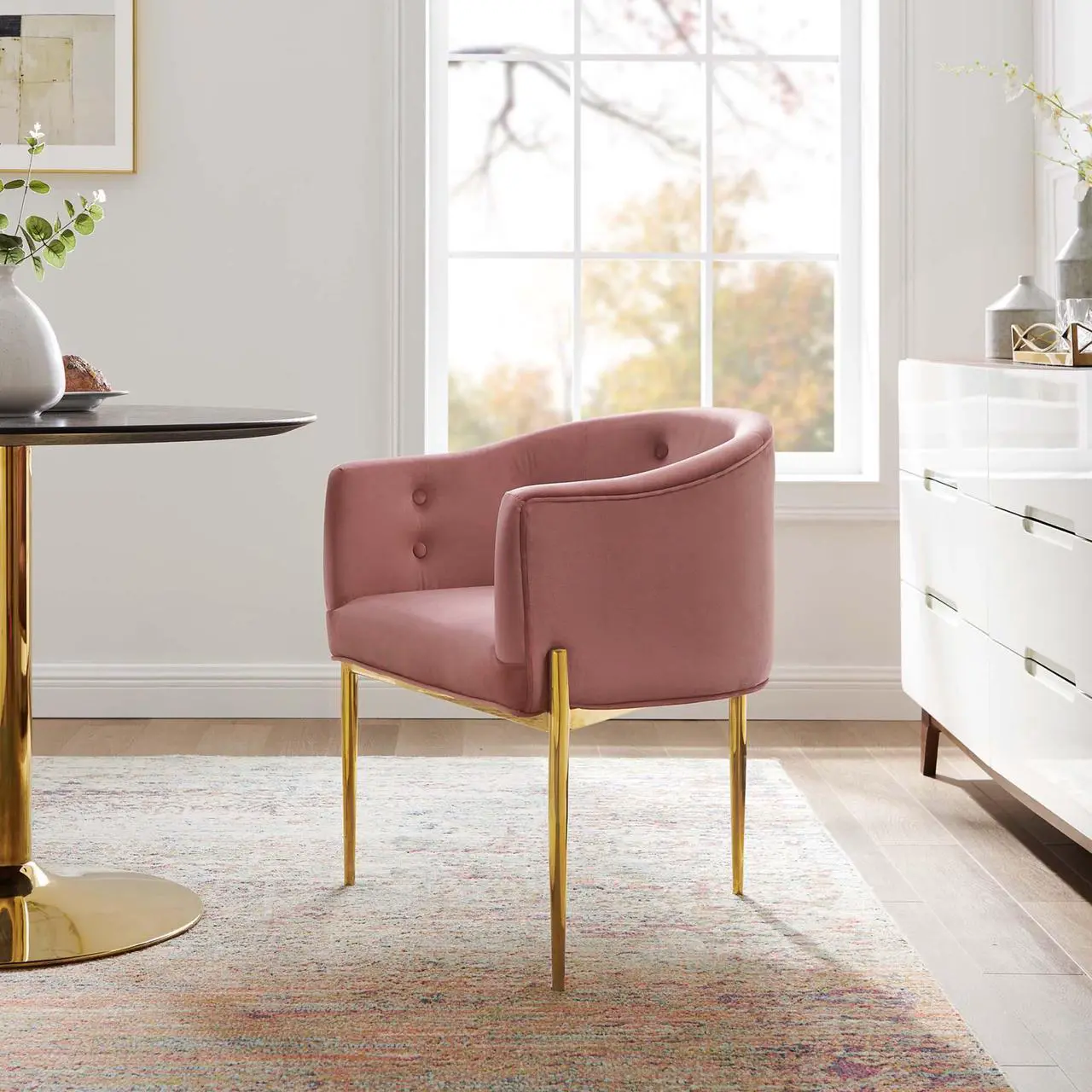Alt view image 13 of 13 - Savour Tufted Performance Velvet Accent Chair Dusty Rose
