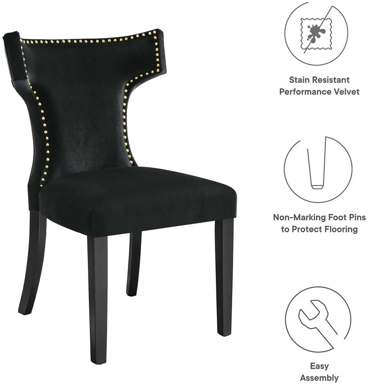 Alt view image 7 of 12 - Curve Performance Velvet Dining Chairs - Set of 2-EEI-5008