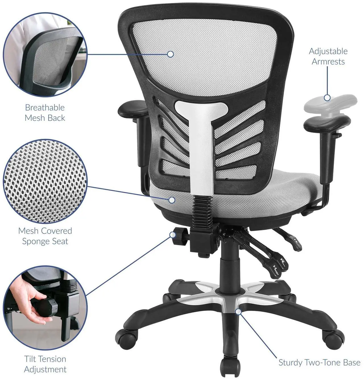 Alt view image 3 of 8 - Articulate Mesh Office Chair - Gray