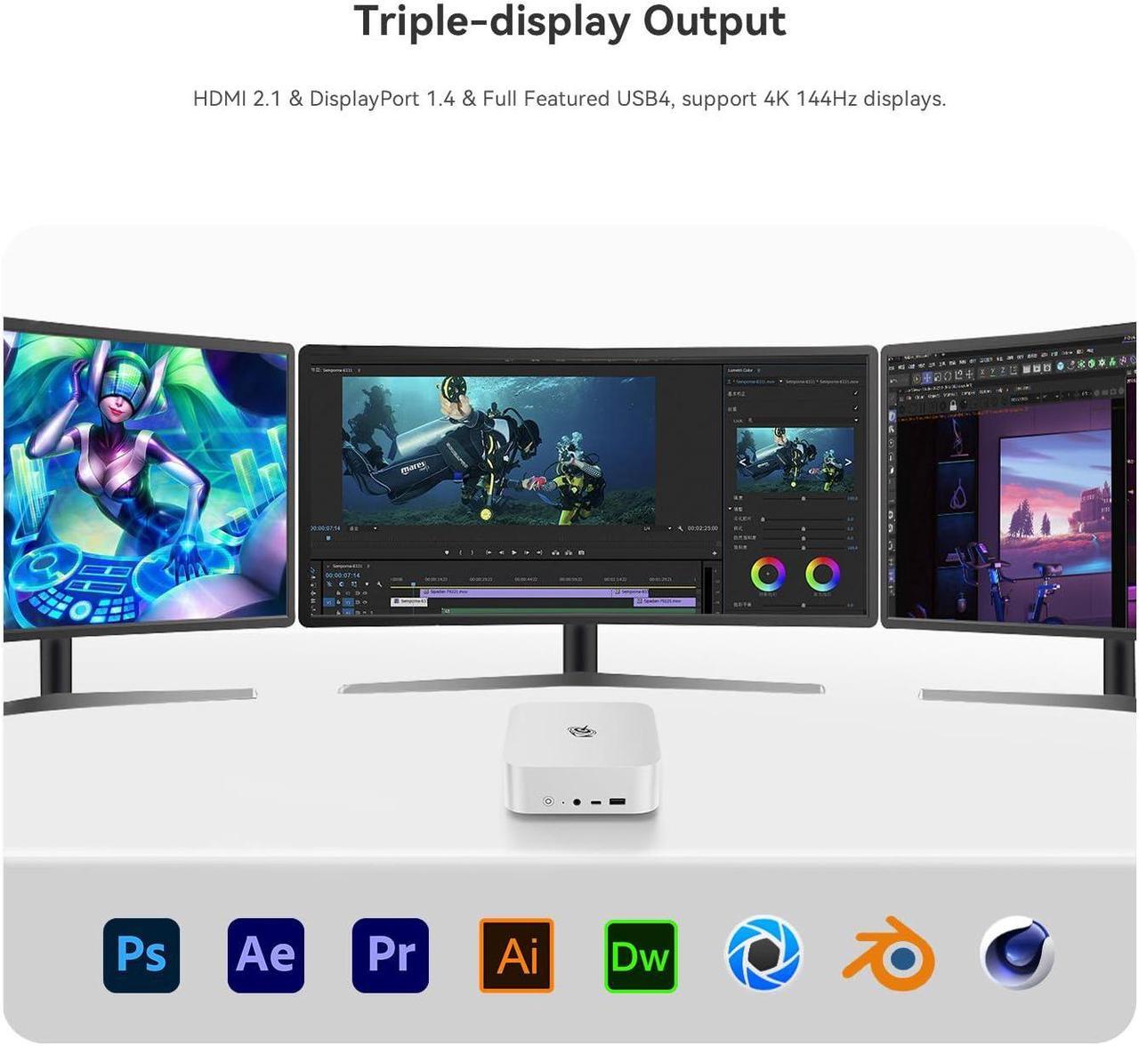 Alt view image 7 of 7 - Beelink SER8 Mini PC,AMD Ryzen 7 8845HS Mini Computers (up to 5.1GHz),32GB DDR5 RAM&1TB M.2 PCIe4.0 SSD,AMD Radeon 780M,Support 4K Triple Display(HDMI+DP+USB)/WiFi6/BT5.2