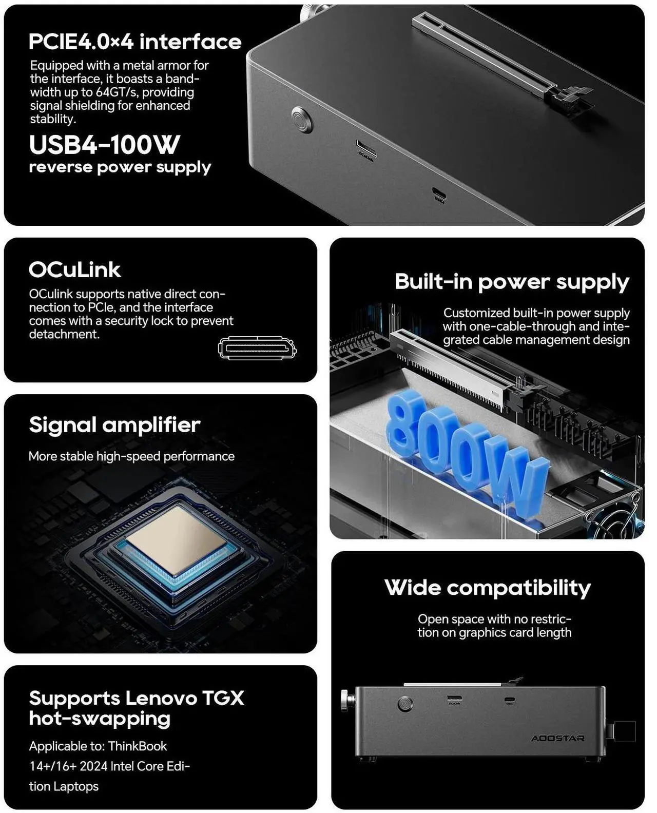 Alt view image 6 of 6 - GTBOX Aoostar AG02 EGPU DOCK Black