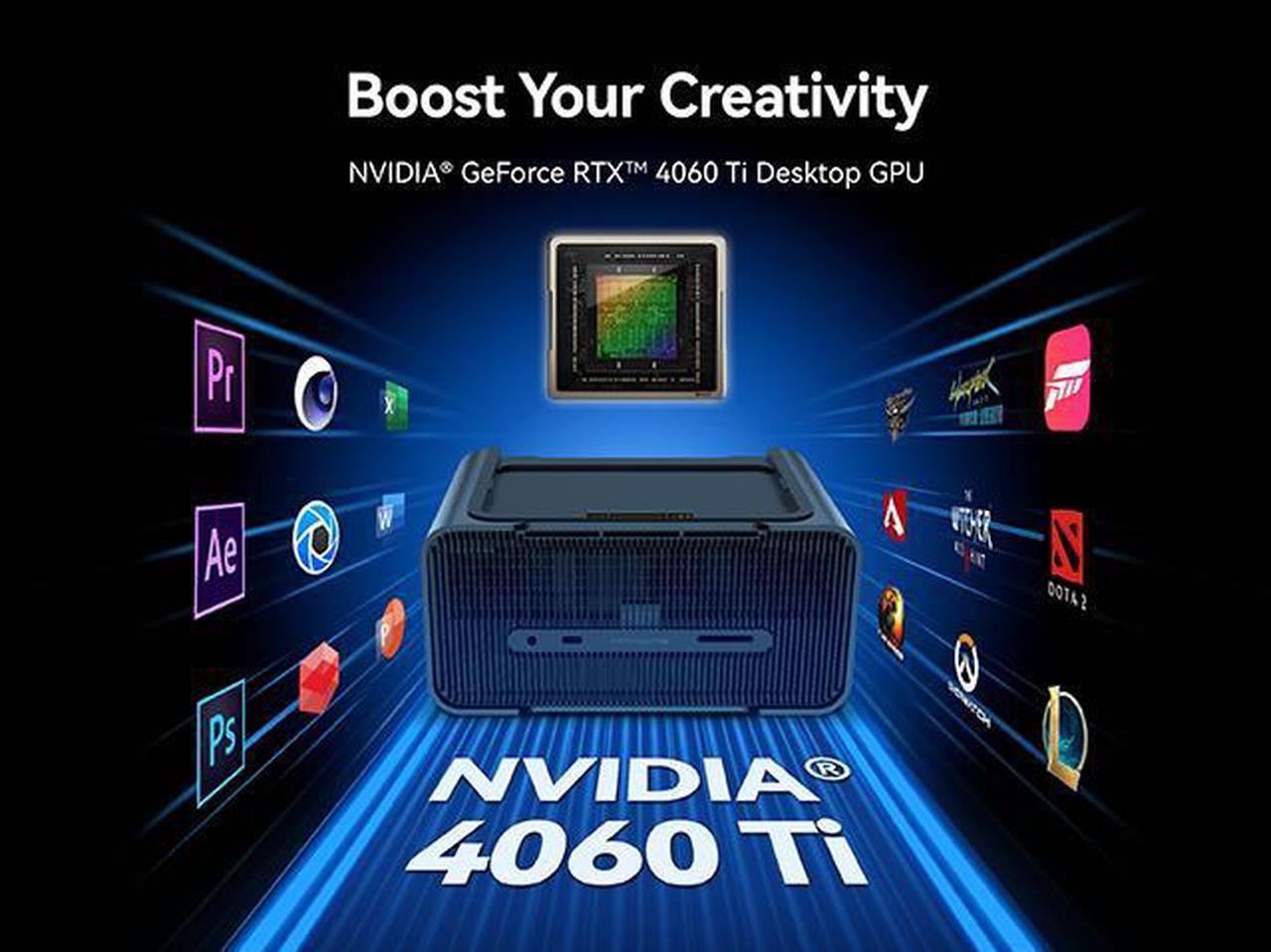 Alt view image 7 of 7 - Khadas Mind Graphics eGPU NVIDIA GeForce RTX 4060 Ti External Graphics Card, Desktop Docking Station, Mind link, Fingerprint reader, Thunderbolt 4, Speaker system, Ultra-HD Display 8K(60Hz) VRAM: 8GB