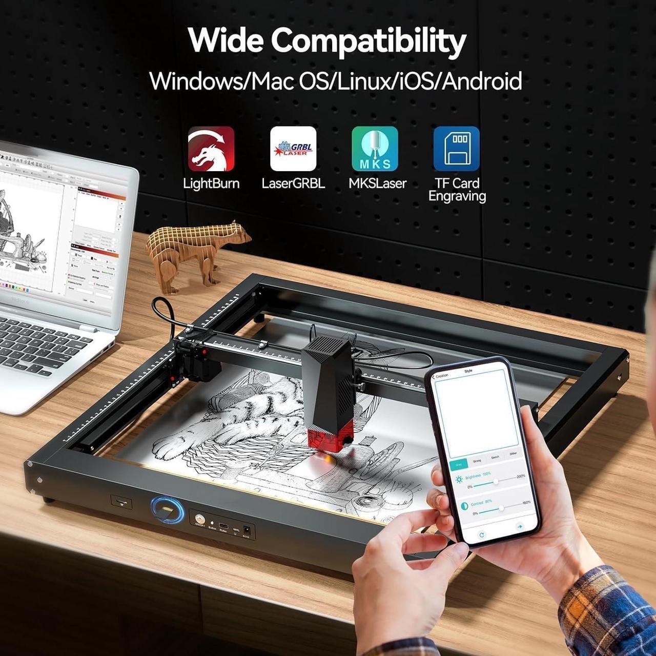 Alt view image 4 of 6 - UTKA Laser Engraver, JL7 10W High Speed Laser Engraving Machine with 0.01mm High Accuracy,400 * 400mm Engraving Size Laser Cutter for Wood and Metal Leather Acrylic Glass