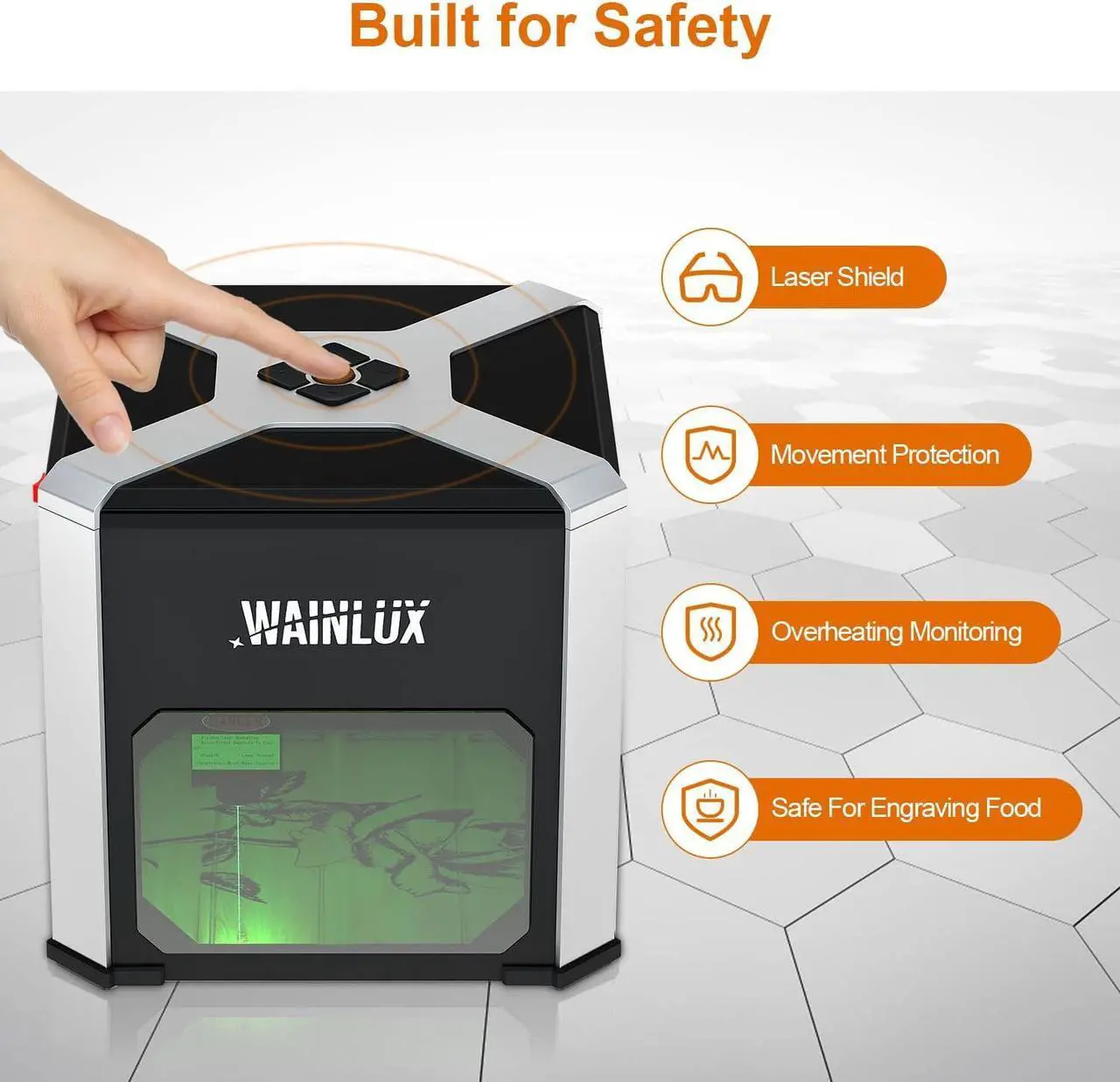 Alt view image 6 of 6 - UTKA Laser Engraver, 3000mW Laser Engraving Machine, 0.05mm Accuracy, BT Connection Portable Mini Laser Cutter Engraver Tool for Wood Vinyl Leather Glass, DIY Art, Logo Design