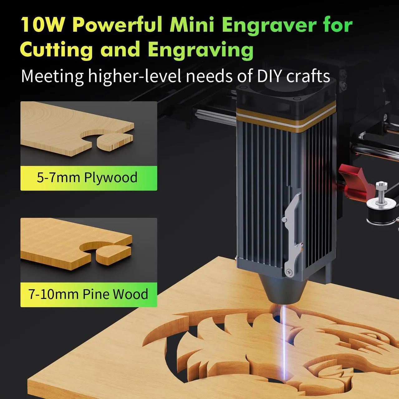 Alt view image 3 of 7 - UTKA A1 10W Mini Laser Engraver with Cemera,3.93*3.93inch Portable Laser Engraver and Cutter Machine for Wood,Paper,Plastic,Leather,Cloth,Food,Painted Metal, Laser Class 1
