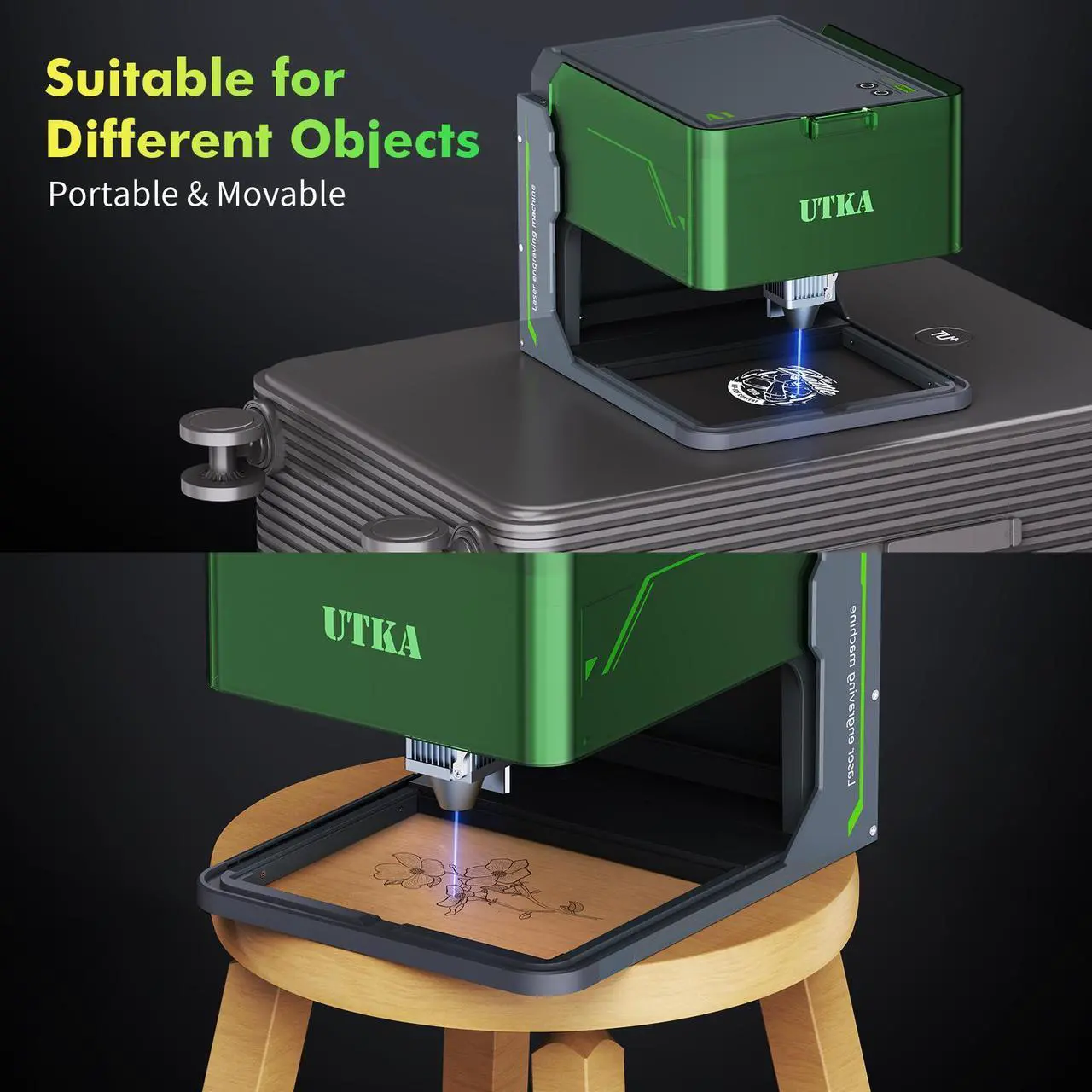 Alt view image 7 of 7 - UTKA A1 10W Mini Laser Engraver with Cemera,3.93*3.93inch Portable Laser Engraver and Cutter Machine for Wood,Paper,Plastic,Leather,Cloth,Food,Painted Metal, Laser Class 1