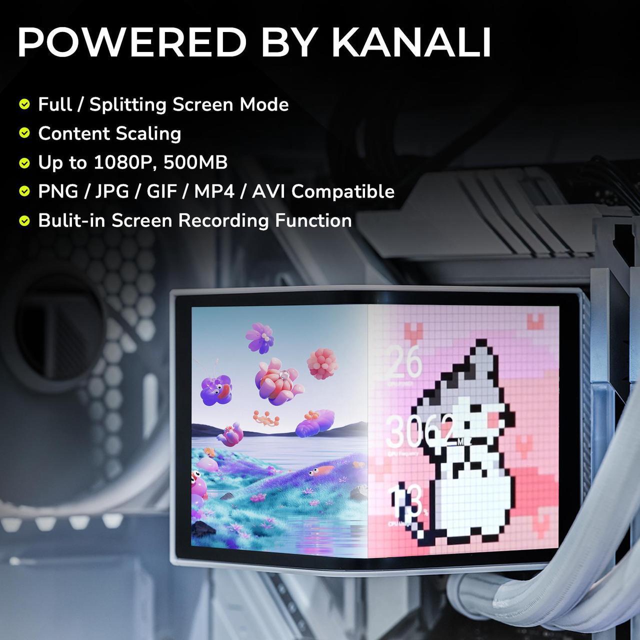 Alt view image 6 of 7 - TRYX Panorama 240 White 240mm AIO 6.5'' AMOLED Curved Screen 3D Anamorphic Effect Display Customizable AIO Cooler 240mm 8th Gen Asetek Pump 280w TDP ROTA PRO 120mm Fan LGA 1851/1700/1200/115X AM5/AM4