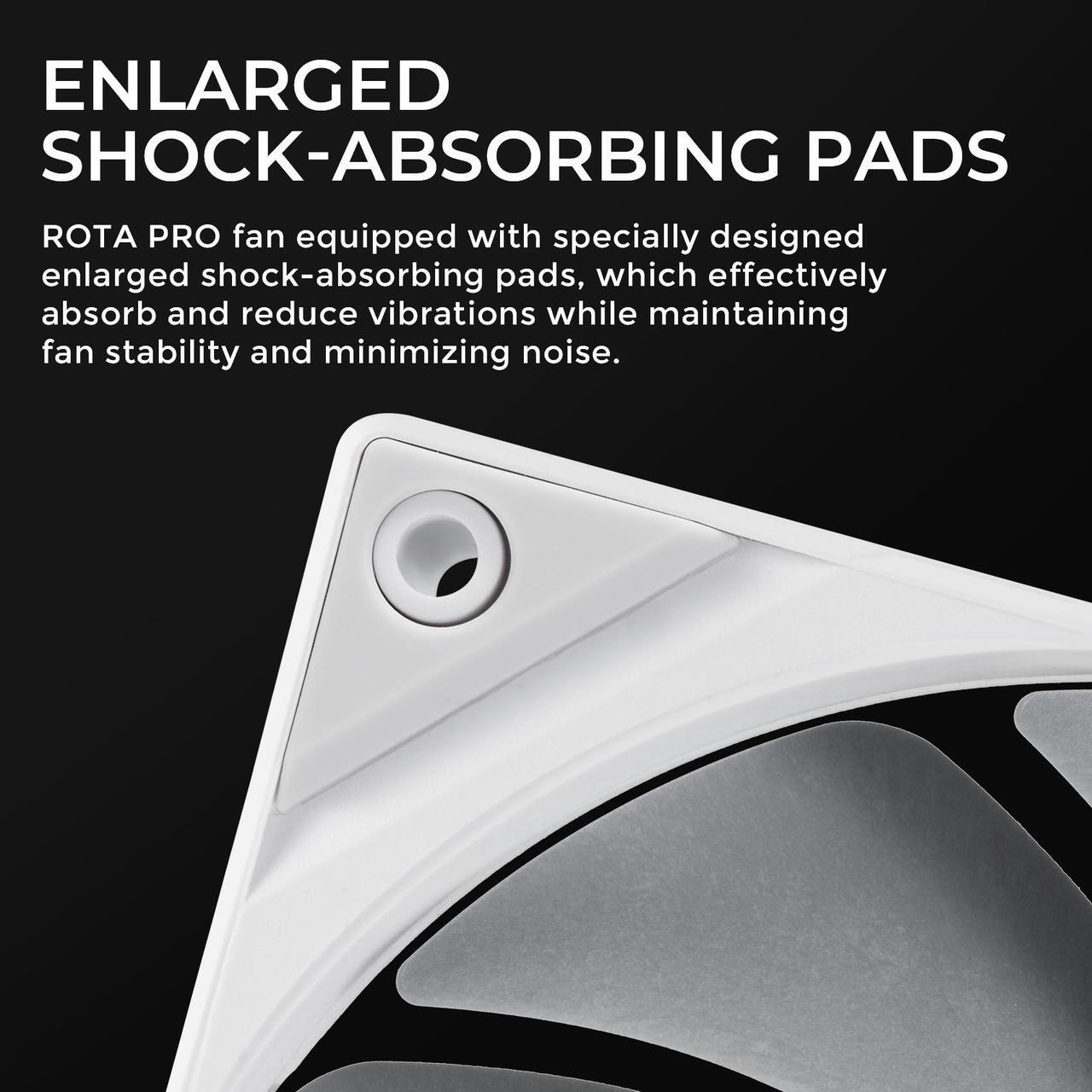 Alt view image 5 of 7 - TRYX ROTA PRO 120 White 120mm Case Fan 4-Pin PWM LCP Material FDB Case Fan 2250RPM with 81.32CFM Airflow High-Performance Quiet PC Case Fan