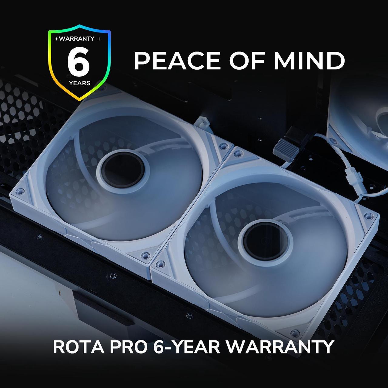 Alt view image 7 of 7 - TRYX ROTA PRO 120 White 120mm Case Fan 4-Pin PWM LCP Material FDB Case Fan 2250RPM with 81.32CFM Airflow High-Performance Quiet PC Case Fan