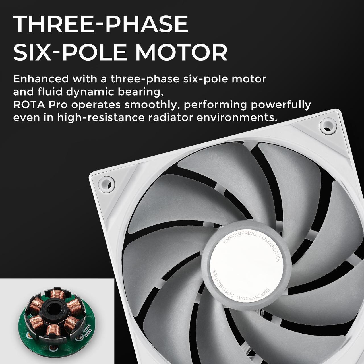 Alt view image 2 of 7 - TRYX ROTA PRO 120 White 120mm Case Fan 4-Pin PWM LCP Material FDB Case Fan 2250RPM with 81.32CFM Airflow High-Performance Quiet PC Case Fan