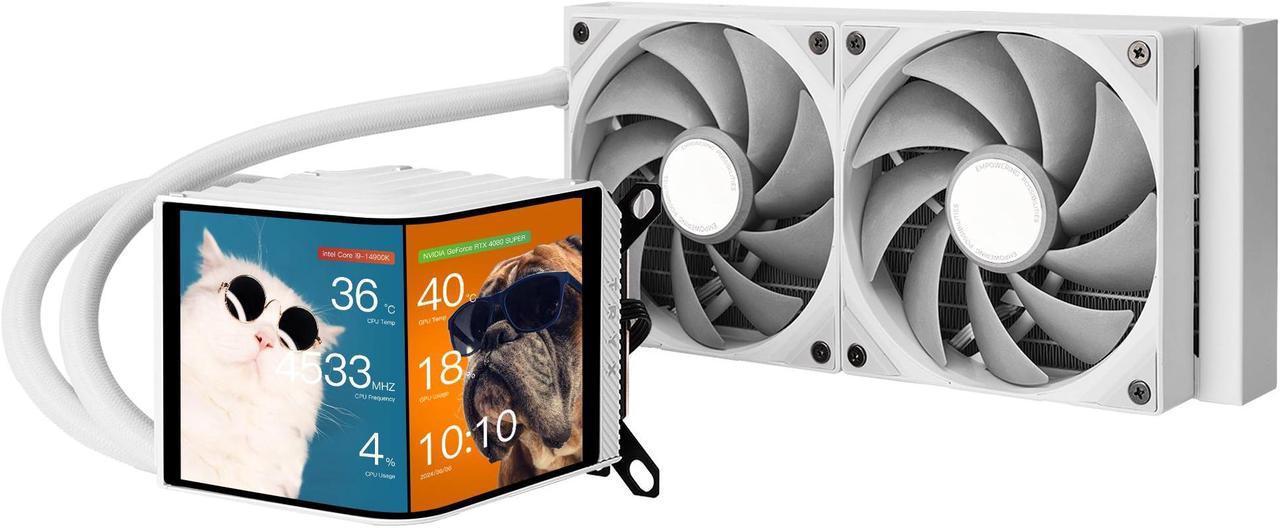 Main image of TRYX Panorama 240 White 240mm AIO 6.5'' AMOLED Curved Screen 3D Anamorphic Effect Display Customizable AIO Cooler 240mm 8th Gen Asetek Pump 280w TDP ROTA PRO 120mm Fan LGA 1851/1700/1200/115X AM5/AM4