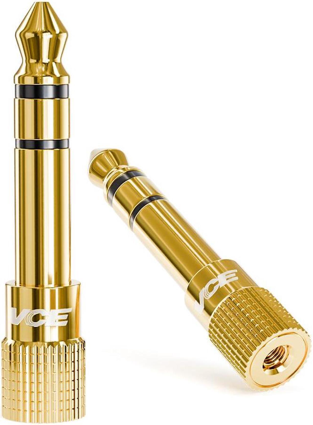 Main image of VCELINK 6.35mm (1/4 inch) Male to 3.5mm (1/8 inch) Female Stereo Audio Jack Adapter for Aux Cable, Guitar Amplifier, Headphone, 2 Pack
