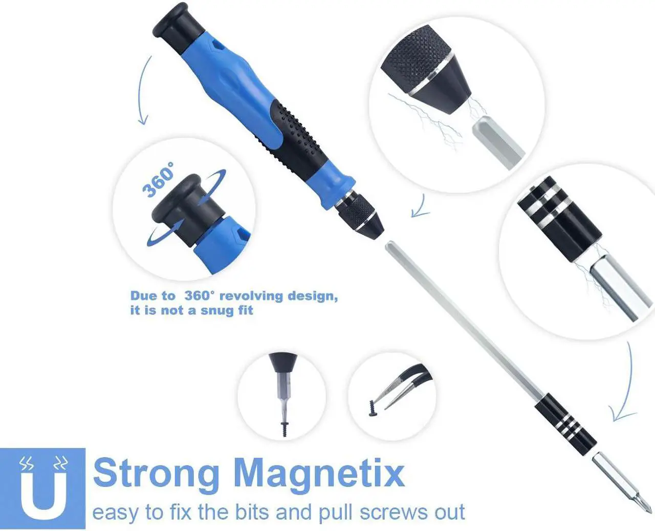 Alt view image 6 of 7 - VCELINK Mini Screwdriver Set with 42 Bits, 45 in 1 Small Precision Magnetic Tiny Screwdriver Bit Kit with Tweezers & Extension Shaft for Laptop, PC, Phone, Computer, Game Console