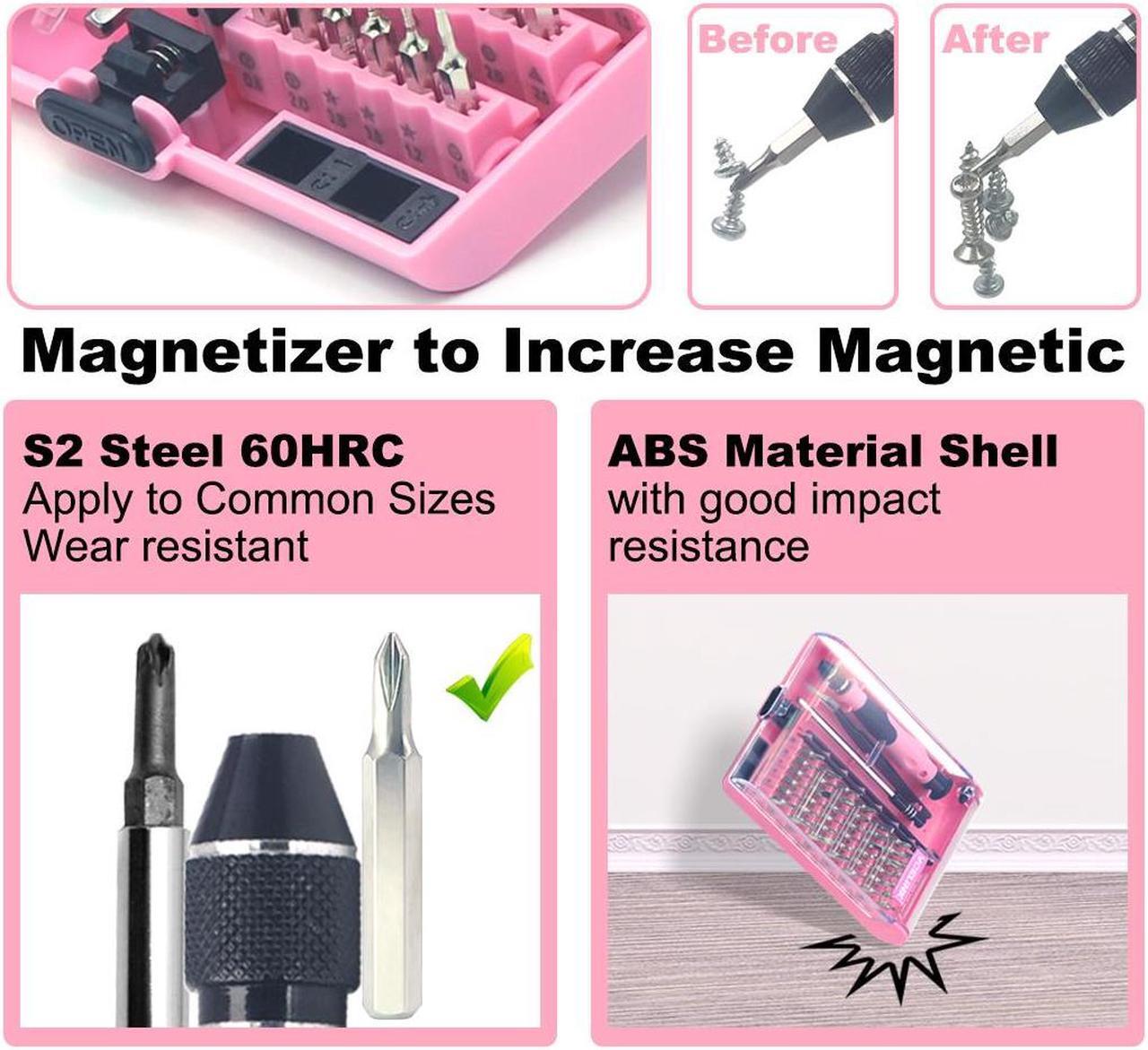 Alt view image 5 of 7 - VCELINK Pink Screwdriver Set, Upgraded Small Precision Screwdriver Kit 45 in 1 with Case, Magnetic Repair Tool Set Gift for Women Compatible with PC, Electronic, Watch, Eyeglasses, DIY Project