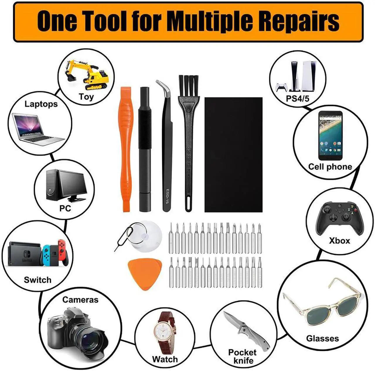 Alt view image 7 of 7 - VCELINK Mini Precision Screwdriver Set with 30Pcs Torx T6 T8 T9 T15, P5, Phillips PH00, Triwing Y00 Bits, Repair Tool Kit Compatible with Ring Doorbell, PS4/5, Switch, Macbook, Xbox, Laptop, iPhone