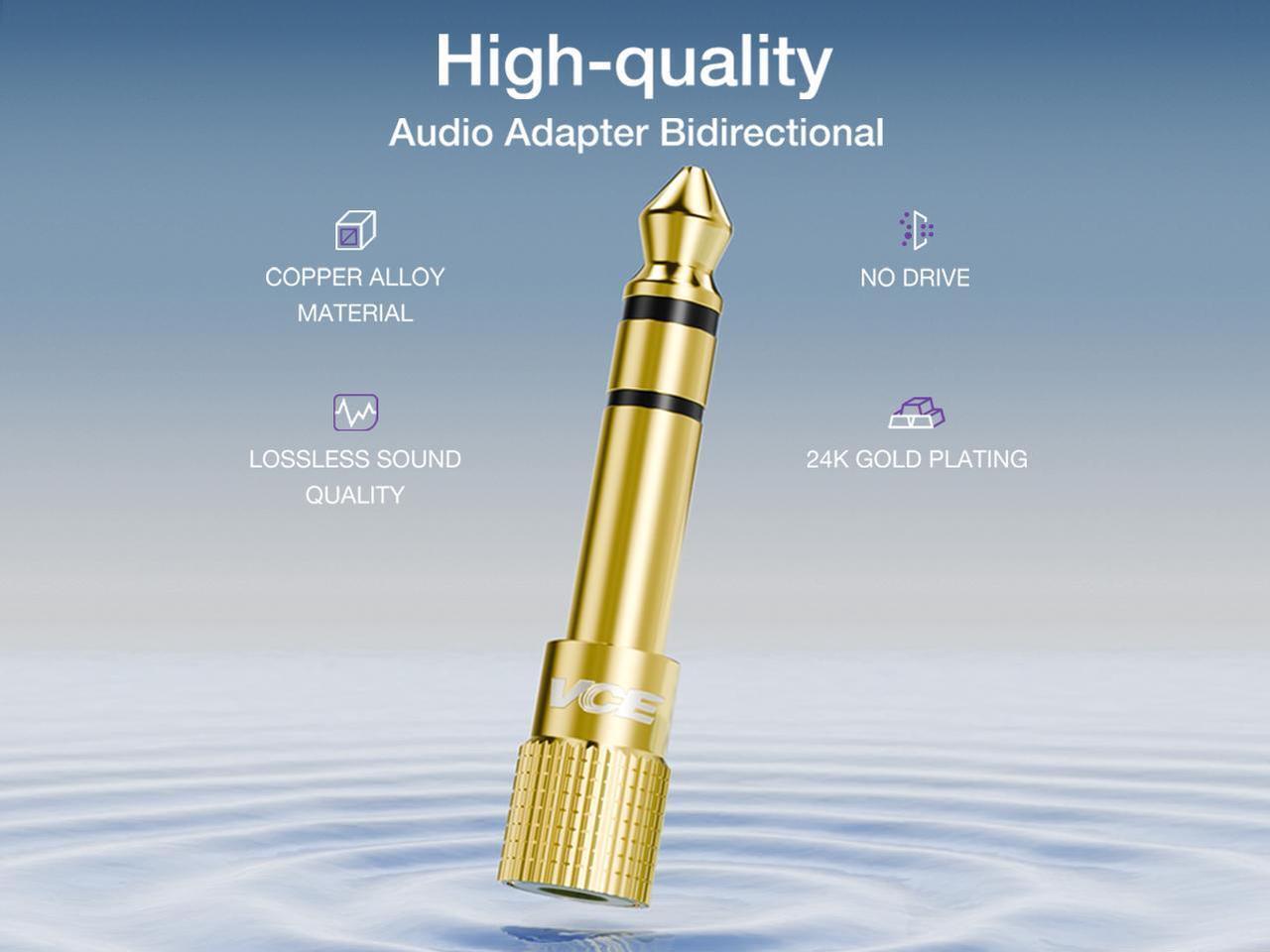 Alt view image 7 of 7 - VCELINK 6.35mm (1/4 inch) Male to 3.5mm (1/8 inch) Female Stereo Audio Jack Adapter for Aux Cable, Guitar Amplifier, Headphone, 2 Pack