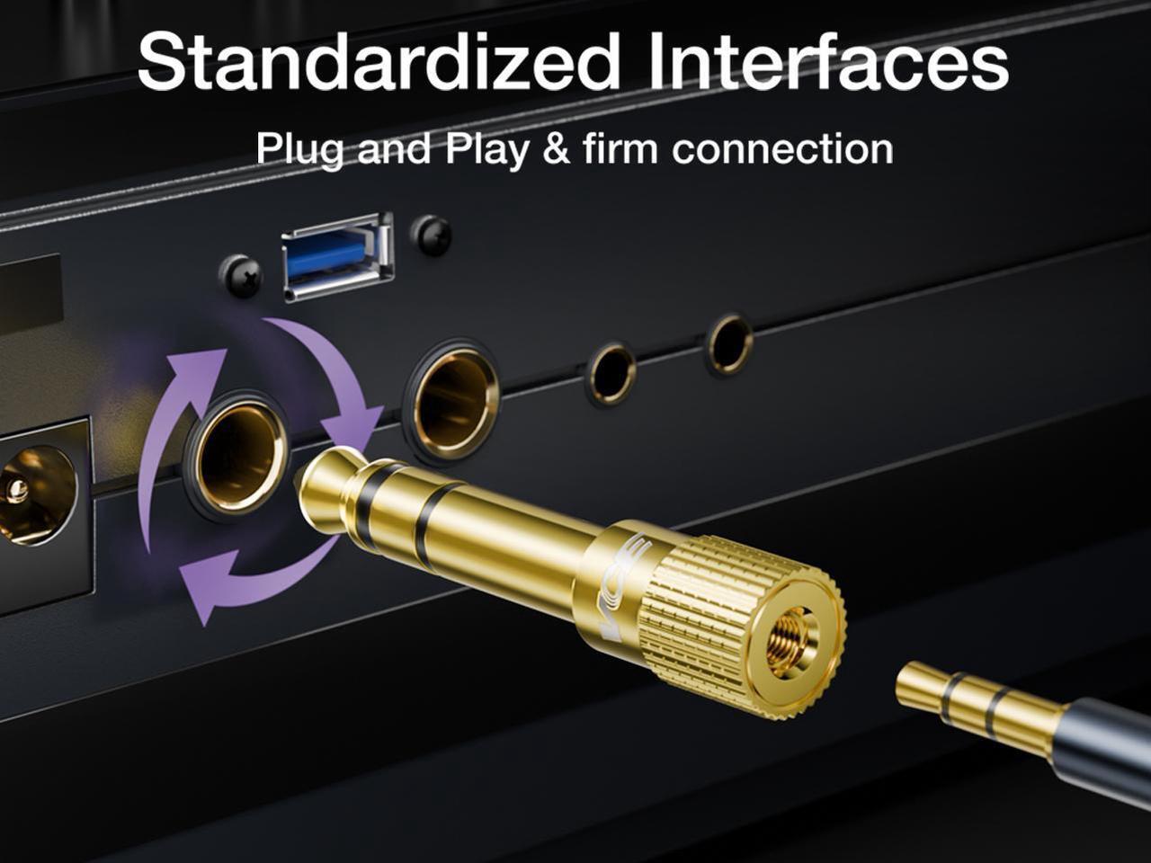 Alt view image 5 of 7 - VCELINK 6.35mm (1/4 inch) Male to 3.5mm (1/8 inch) Female Stereo Audio Jack Adapter for Aux Cable, Guitar Amplifier, Headphone, 2 Pack