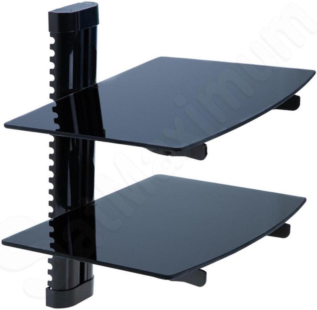 Alt view image 2 of 7 - Cables Direct Online Adjustable Dual AV Glass Shelf Wall Mount Bracket Black - Modern Design for TV, Audio, Media Equipment & Home Decor