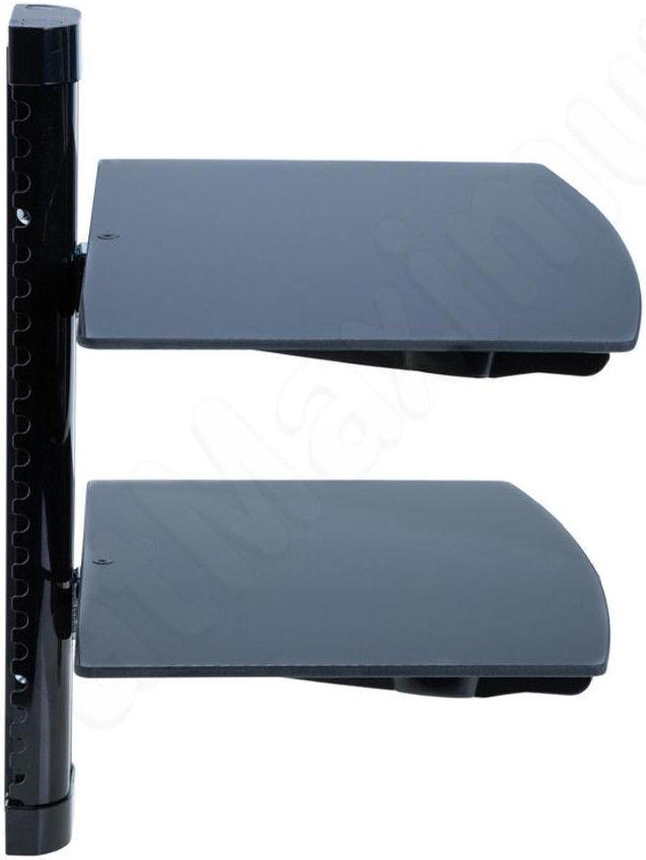 Alt view image 3 of 7 - Cables Direct Online Adjustable Dual AV Glass Shelf Wall Mount Bracket Black - Modern Design for TV, Audio, Media Equipment & Home Decor