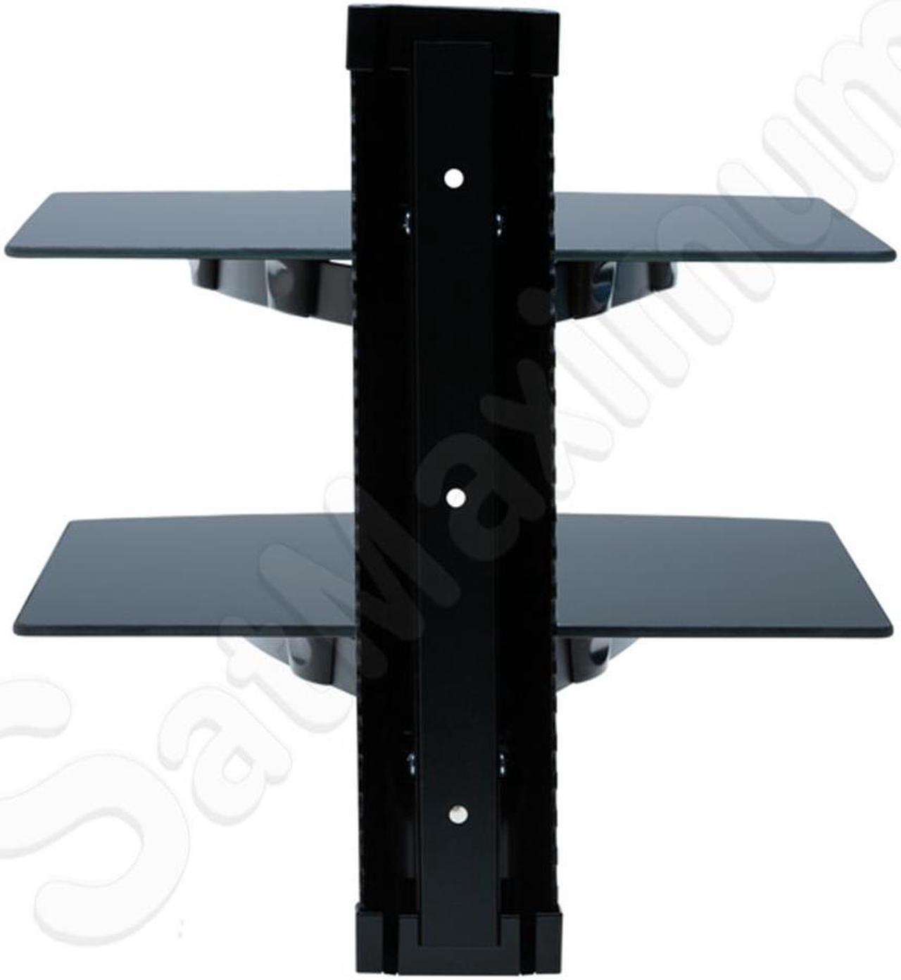 Alt view image 5 of 7 - Cables Direct Online Adjustable Dual AV Glass Shelf Wall Mount Bracket Black - Modern Design for TV, Audio, Media Equipment & Home Decor