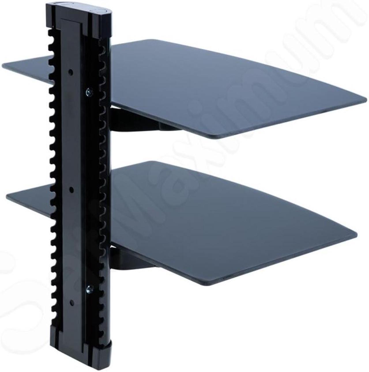 Alt view image 4 of 7 - Cables Direct Online Adjustable Dual AV Glass Shelf Wall Mount Bracket Black - Modern Design for TV, Audio, Media Equipment & Home Decor