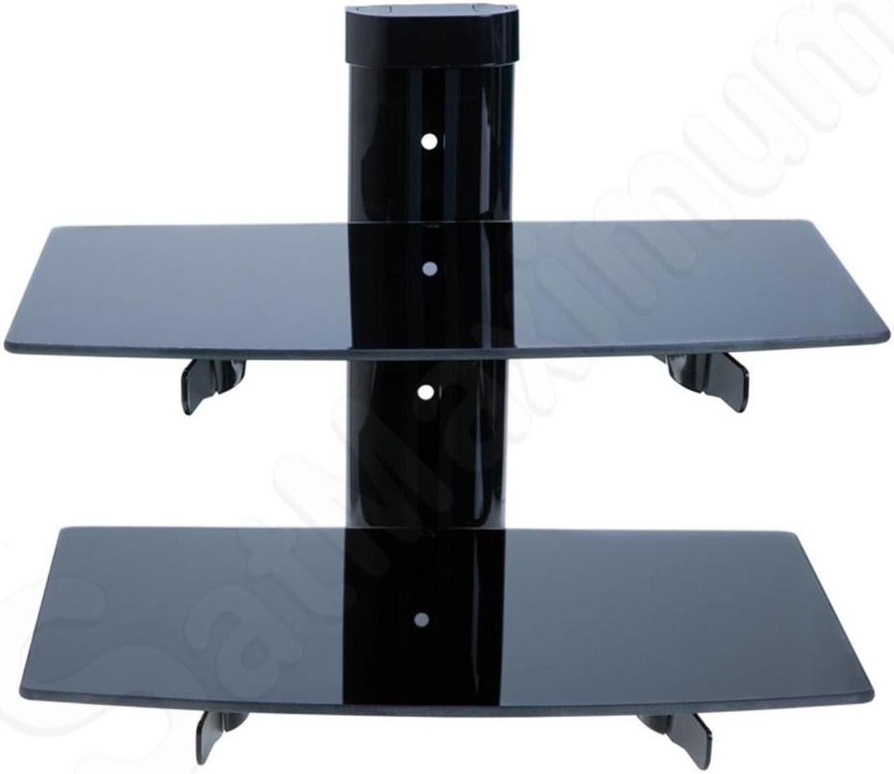 Main image of Cables Direct Online Adjustable Dual AV Glass Shelf Wall Mount Bracket Black - Modern Design for TV, Audio, Media Equipment & Home Decor