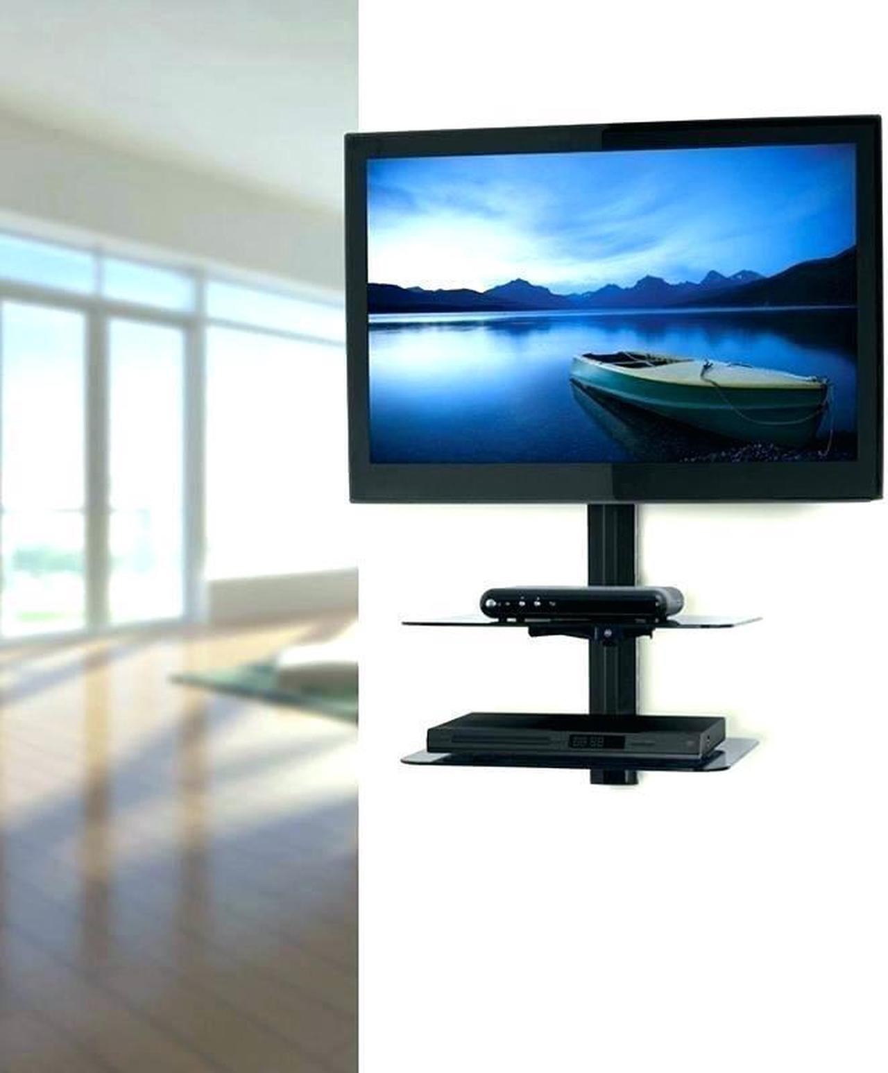 Alt view image 6 of 7 - Cables Direct Online Adjustable Dual AV Glass Shelf Wall Mount Bracket Black - Modern Design for TV, Audio, Media Equipment & Home Decor