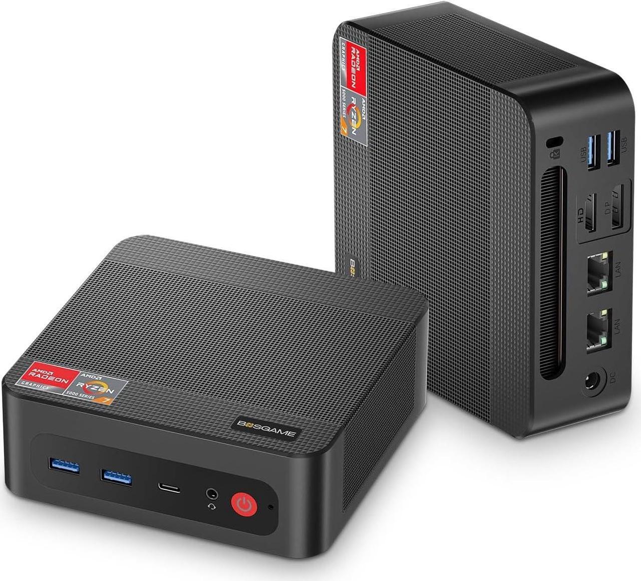 BOSGAME Mini PC P4 AMD Ryzen 7 5700U,Mini Computers 16GB RAM 512GB SSD, Winodws 11 Pro/Triple 4K Displays/Dual 2.5 GbE LAN/WiFi6E/BT5.2