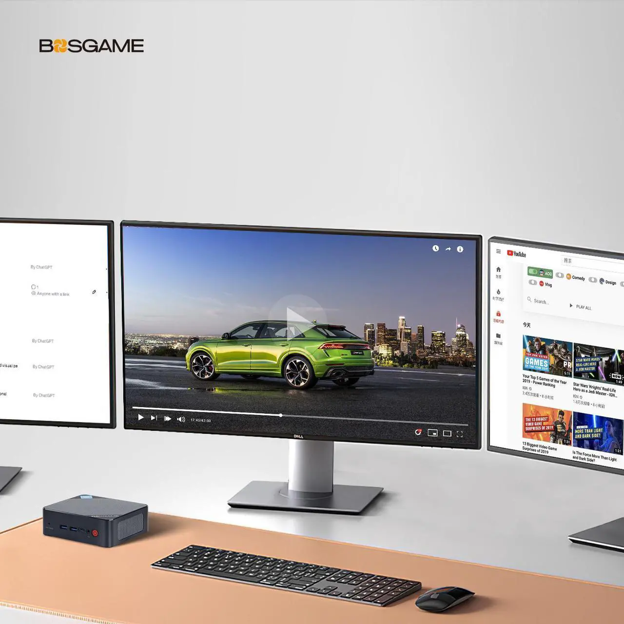 Alt view image 6 of 7 - BOSGAME B100 Mini PC Intel 12th Gen N100 Windows 11 Pro, 16GB DDR4 RAM 512GB PCIe x1 SSD Mini Desktop Computers, 4K Triple Display by Dual HDMI+Type-C for Home, Office