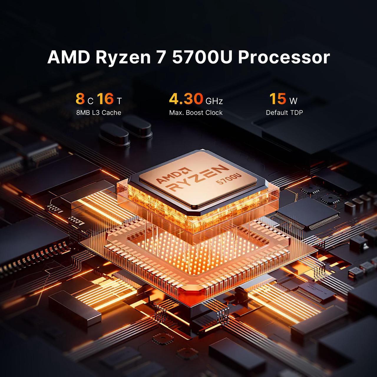 Alt view image 3 of 7 - BOSGAME P4 Mini PC, AMD Ryzen 7 5700U 32GB DDR4 RAM 1TB PCIe 3.0 SSD, Winodws 11 Pro/Triple 4K Displays/Dual 2.5 GbE LAN/WiFi6E/BT5.2