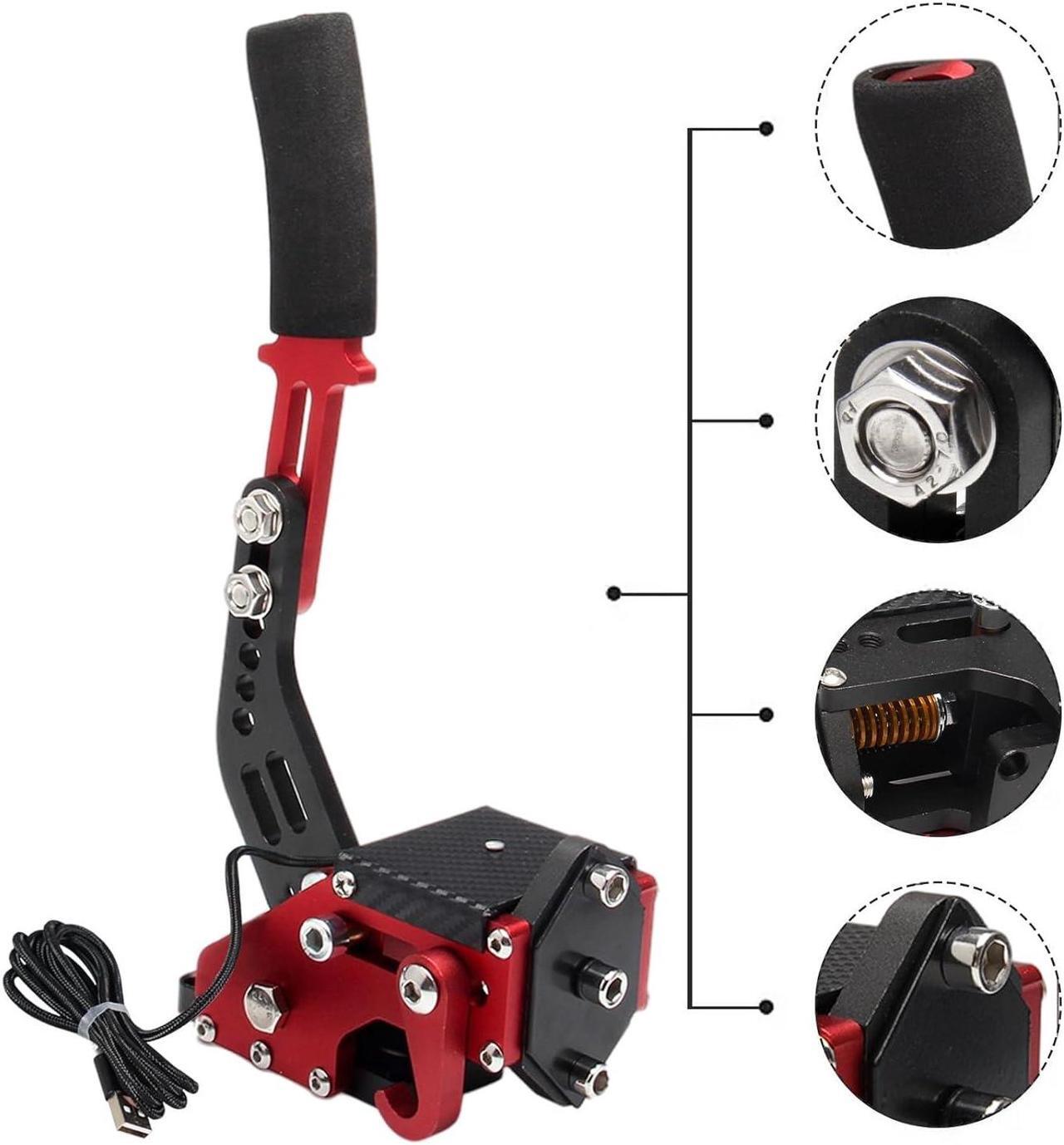 Main image of 64 Bit USB Handbrake with Clamp PC Handbrake & Non-Contact Plus Hall Sensor Compatible With G25/27/29/920 T500 T300,Professional Gaming Peripherals using for Racing Games(Black With Clamp) Red