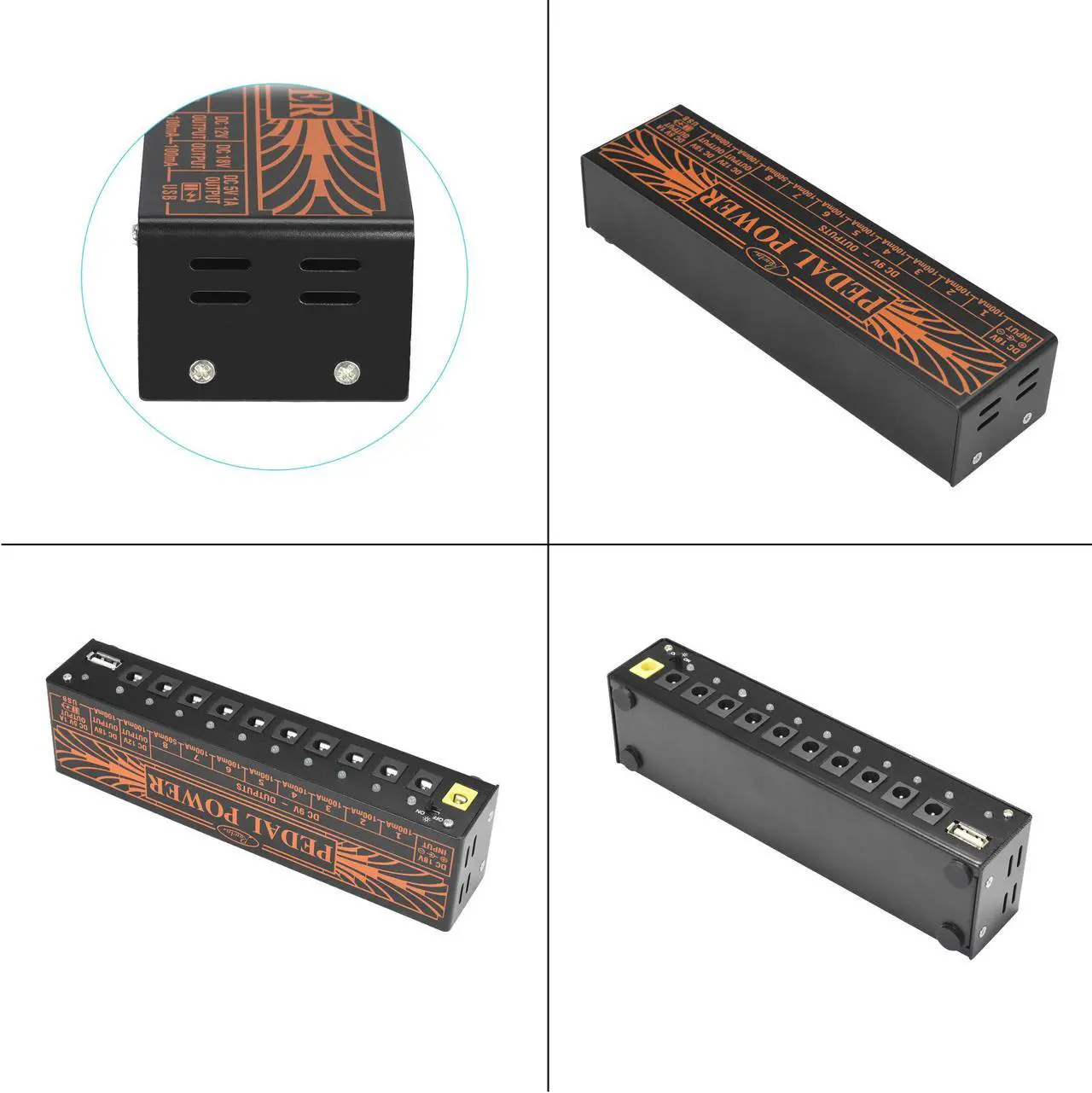 Alt view image 5 of 7 - Rowin PW-1 Pedal Power Supply Update Output Multi Circuit Power Supply For Guitar Pedal 10 Ways 9V/12V/18V DC Outputs & 1 Way 5V USB True Bypass