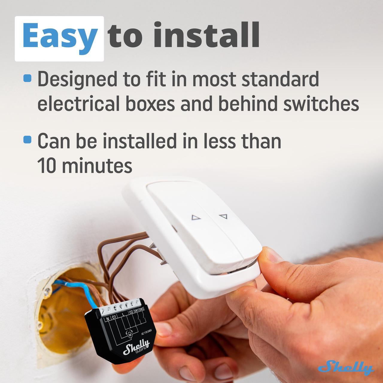 Alt view image 4 of 7 - Shelly Wave Shutter US UL | Z-Wave Shutter Controller | Power Metering | Z-Wave Repeater | Easy to Install | iOS & Android App | Home Automation