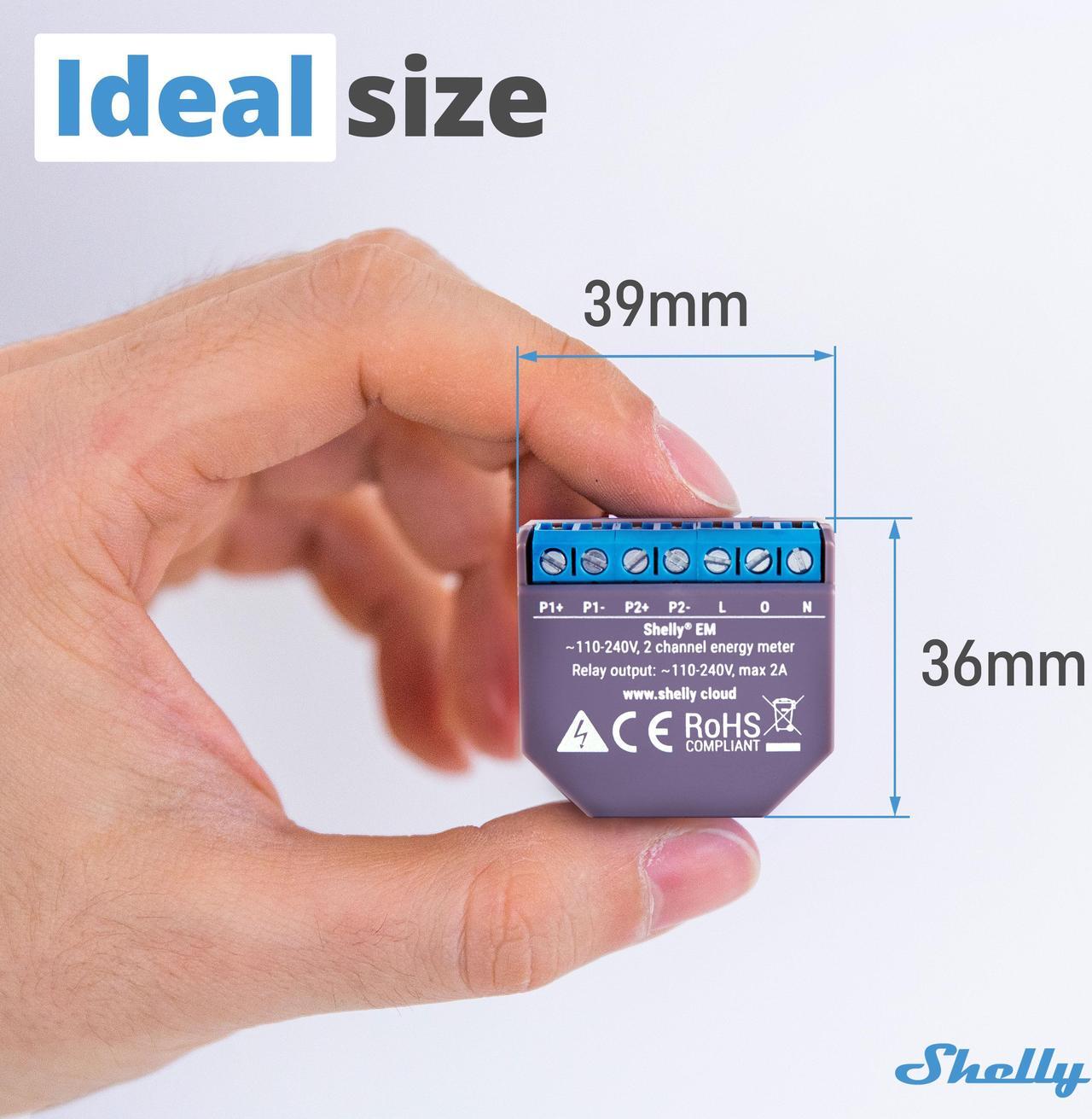 Alt view image 3 of 7 - Shelly EM + 50A Clamp | Wi-Fi-Operated Smart Energy Meter and Contactor Control Relay Switch | Home Automation | Works with Alexa & Google Home | iOS Android App | No Hub Required | Power Monitoring