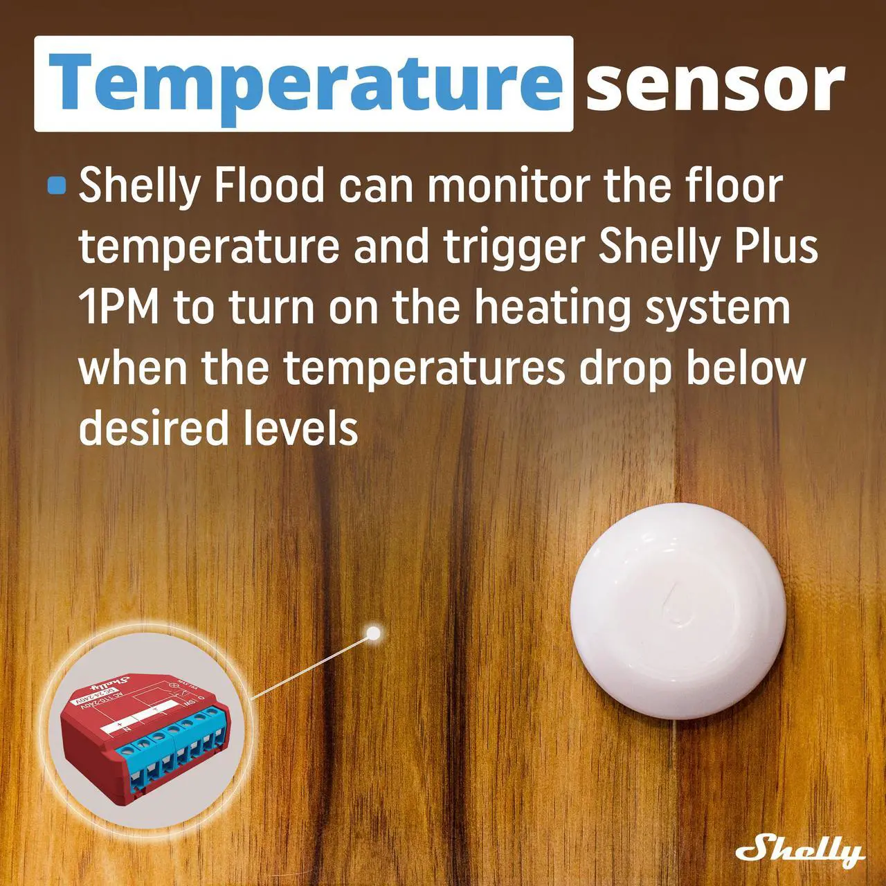 Alt view image 6 of 7 - Shelly Flood | Wireless Smart flood Sensor | Leaking & Dripping Alarm | Temperature Measurement | Floor Heating Control | iOS & Android App | Compact Design