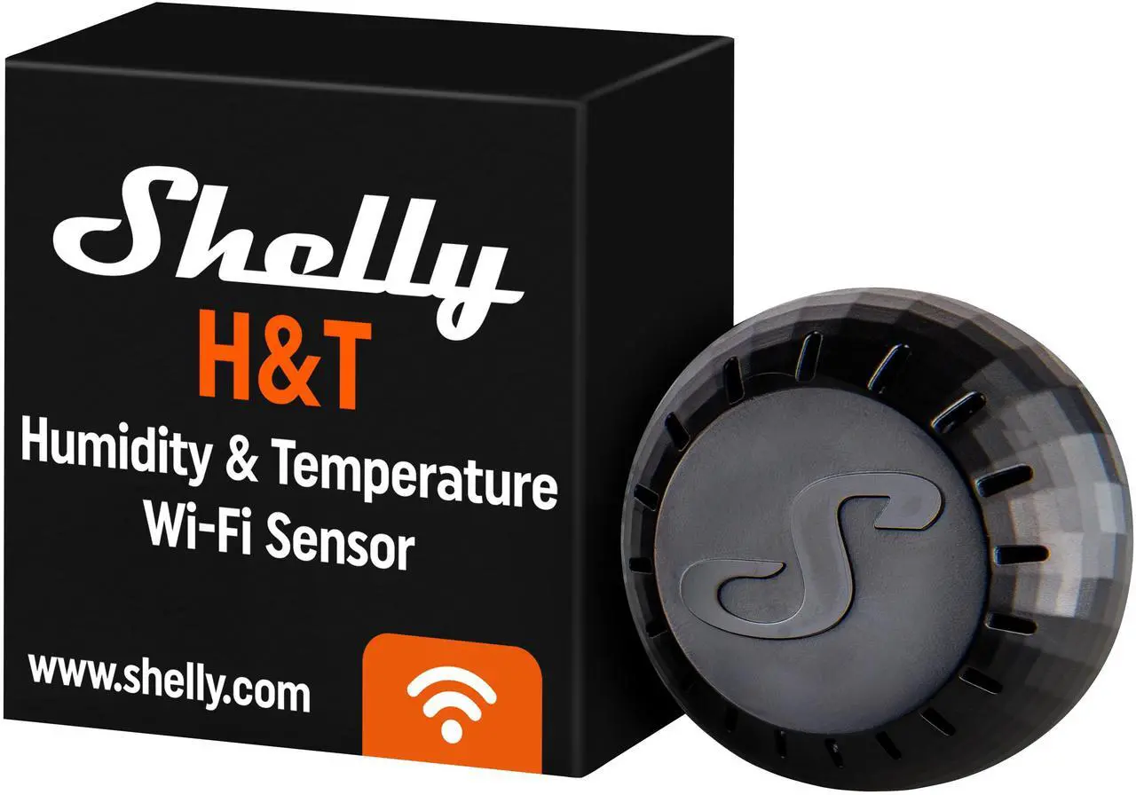 Main image of Shelly H&T | WiFi-Operated Smart Humidity and Temperature Sensor | No Hub required | 1 year-life battery | iOS & Android App | Home Automation | Black
