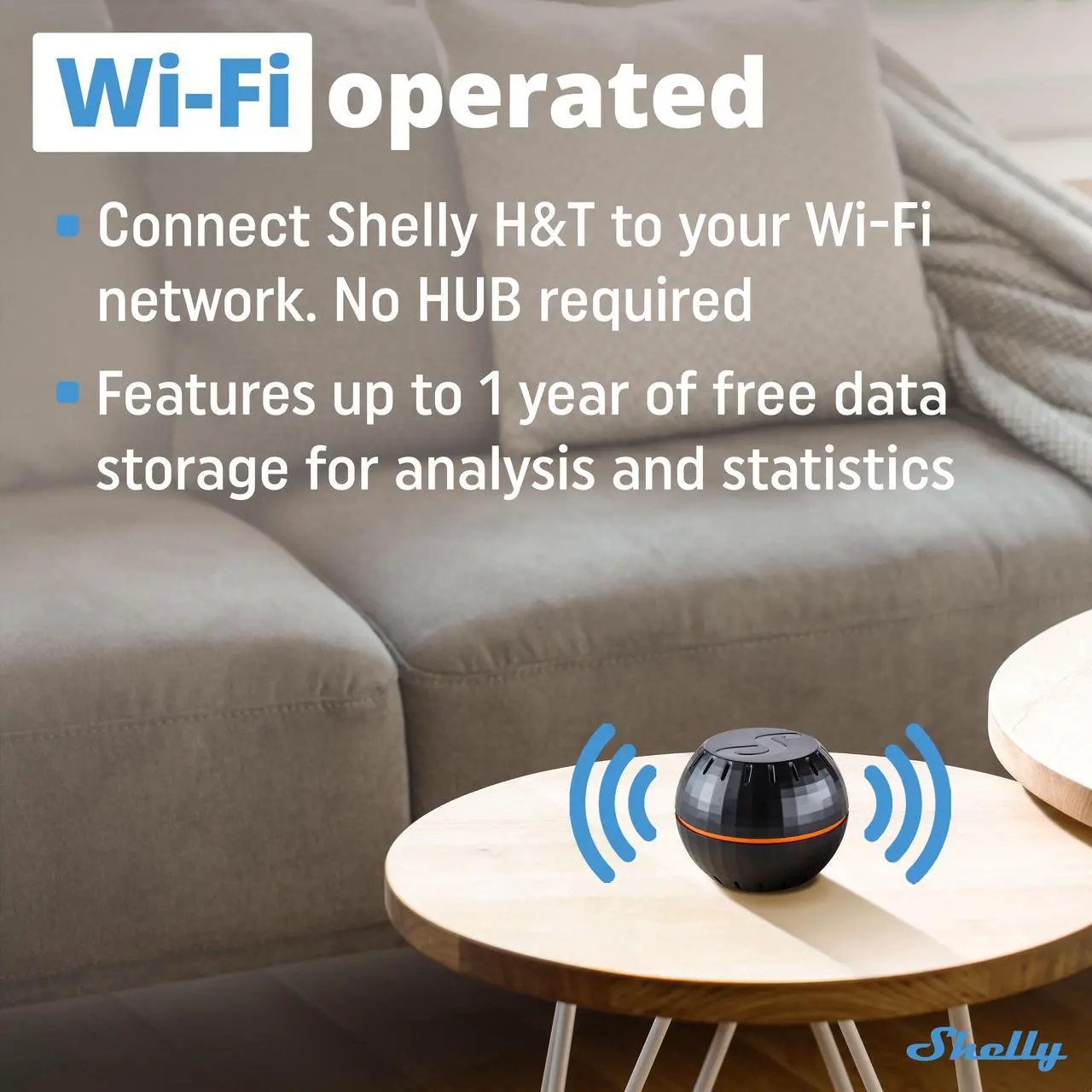 Alt view image 3 of 7 - Shelly H&T | WiFi-Operated Smart Humidity and Temperature Sensor | No Hub required | 1 year-life battery | iOS & Android App | Home Automation | Black