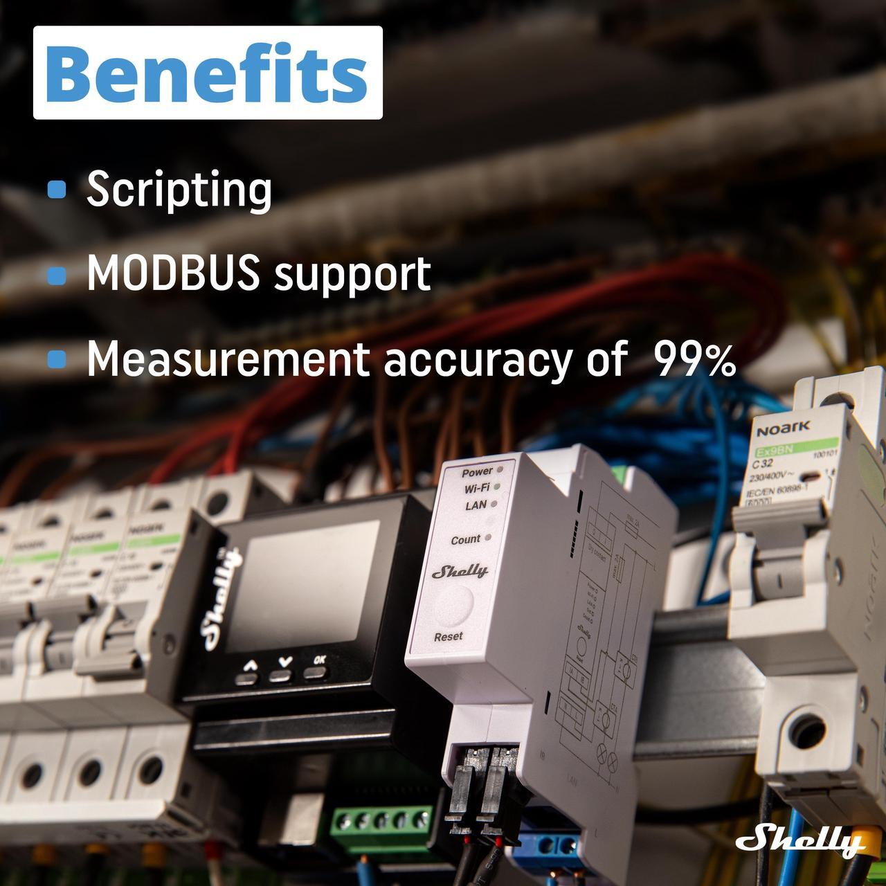 Alt view image 3 of 7 - Shelly Pro 3EM (120A) | WiFi & Bluetooth 3-Phase Smart Energy Meter | 2-Way Consumption | Compatible with Google Home & Alexa | iOS & Android App | No Hub Required | Home Automation