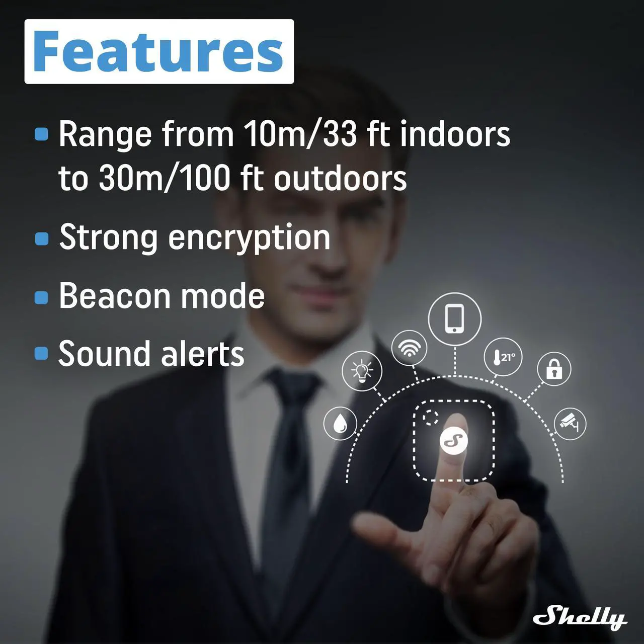 Alt view image 3 of 7 - Shelly Blu Button Tough | Bluetooth-Operated Multi-Click Action and Scenes Activation Button | Versatile Control | IP54 Waterproof | Broad Range | Home Automation | Black