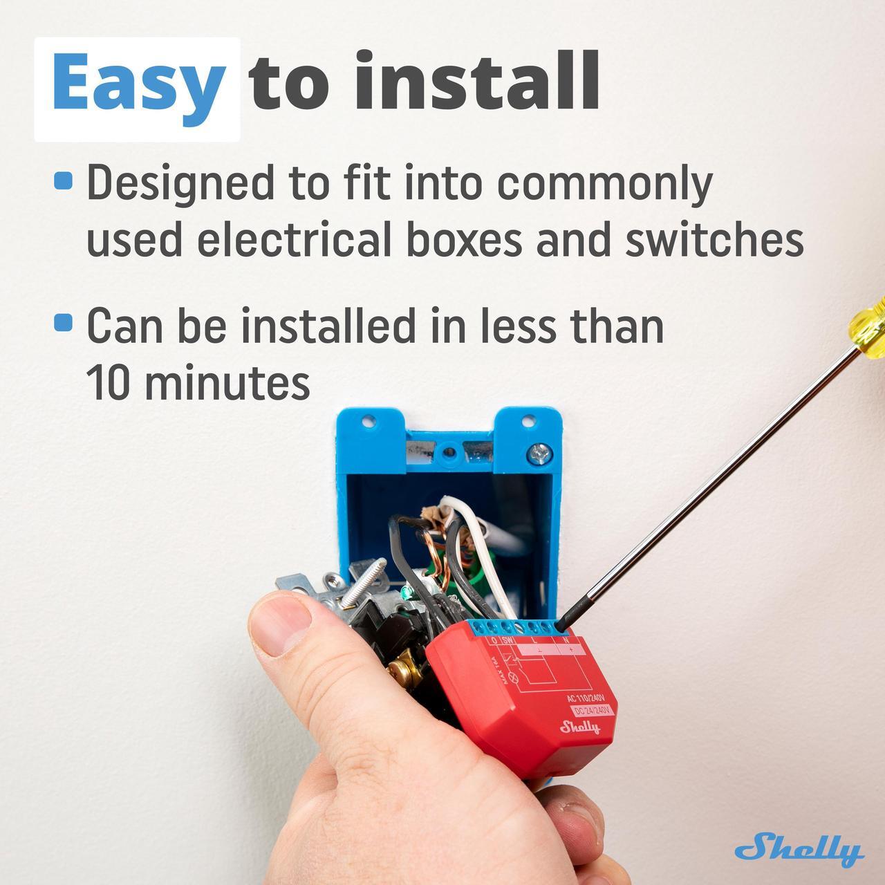 Alt view image 3 of 7 - Shelly Plus 1PM UL | Wi-Fi & Bluetooth operated smart relay switch | 1 channel 15A | Power Metering | Wireless Lighting Control | Google Home & Alexa Compatibility | iOS & Android App| Home Automation