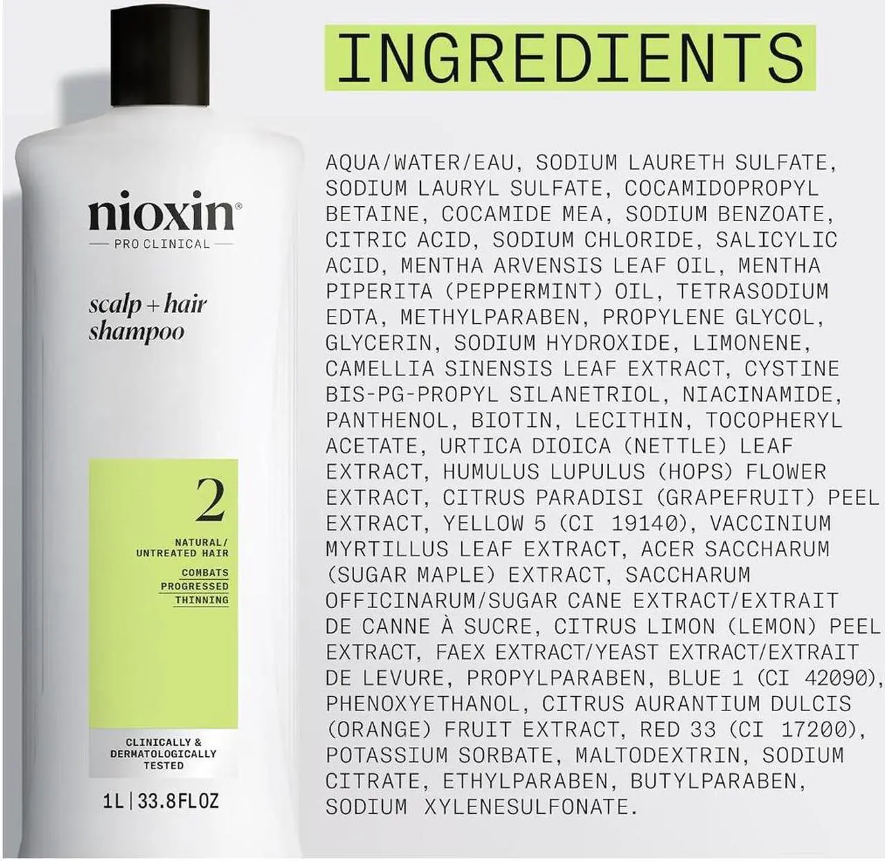 Alt view image 3 of 4 - Nioxin System 2 Scalp + Hair Thickening Shampoo  Cleanser , For Natural Hair with Progressed Thinning, 33.8 fl oz