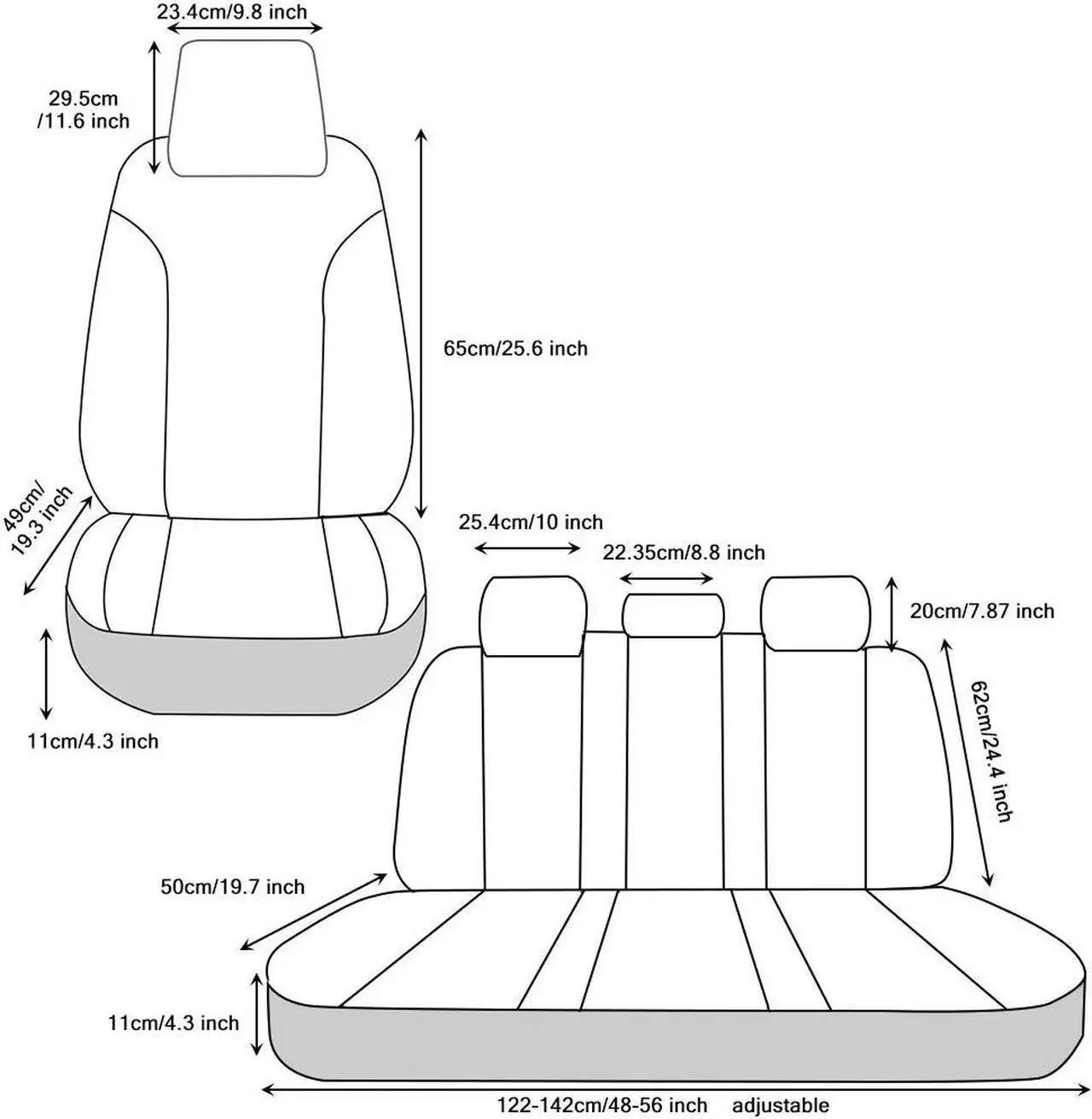 Alt view image 2 of 7 - Car Seat Covers 5 Seats Front And Rear Seat, PU Leather Cushions, With Lumbar Support And Headrest, Black Beige