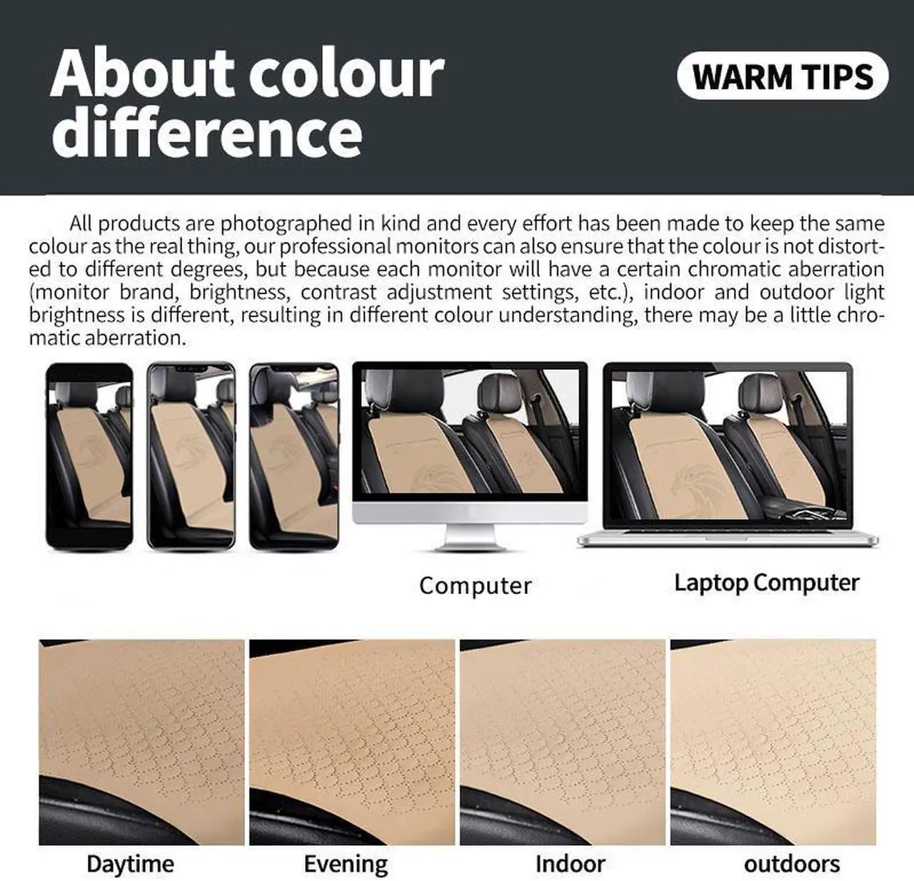 Alt view image 7 of 7 - Car Seat Covers 5 Seats Front And Rear Seat, PU Leather Cushions, With Lumbar Support And Headrest, Black Beige