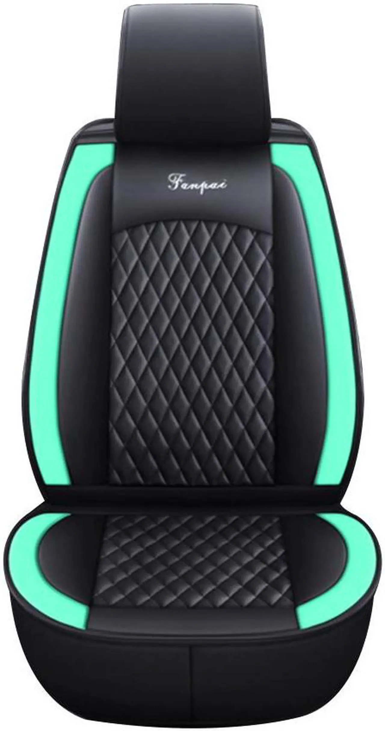 Main image of Comfortable Car Seat Cover, 5 Front And Rear Seats, All-weather Car Seat Cover, PU Leather Car Cushion,Black Green